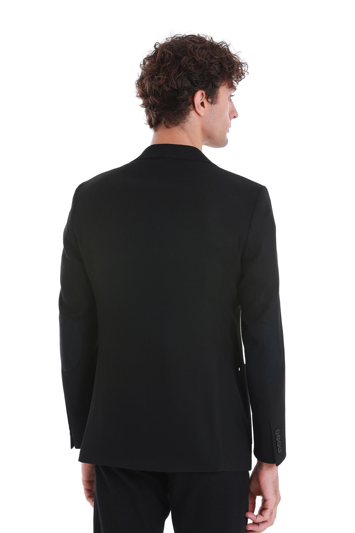 Comfort Fit Peak Lapel Black Classic Blazer - SAYKI