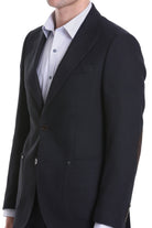 Comfort Fit Peak Lapel Navy Classic Blazer - SAYKI