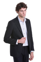 Comfort Fit Peak Lapel Navy Classic Blazer - SAYKI