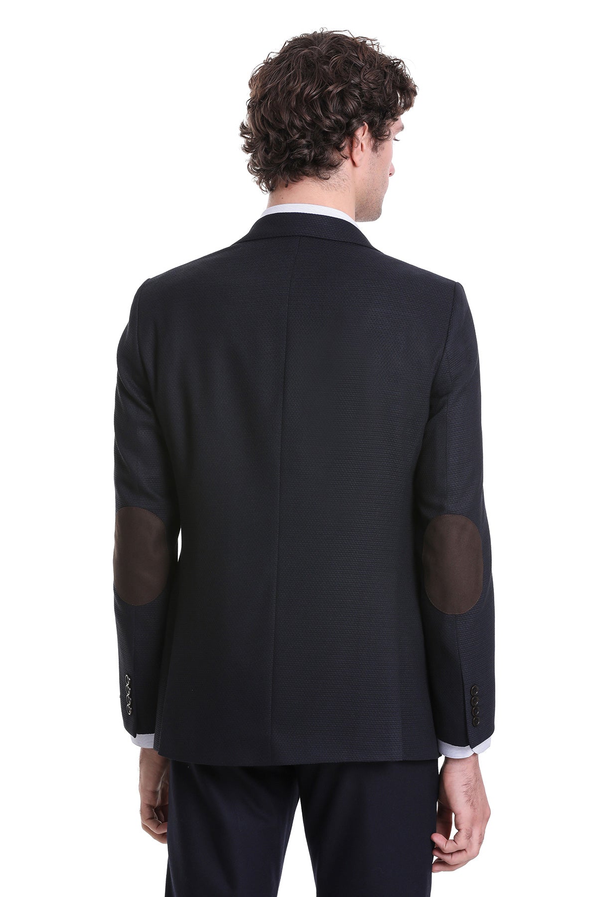 Comfort Fit Peak Lapel Navy Classic Blazer - SAYKI