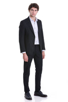 Comfort Fit Peak Lapel Navy Classic Blazer - SAYKI
