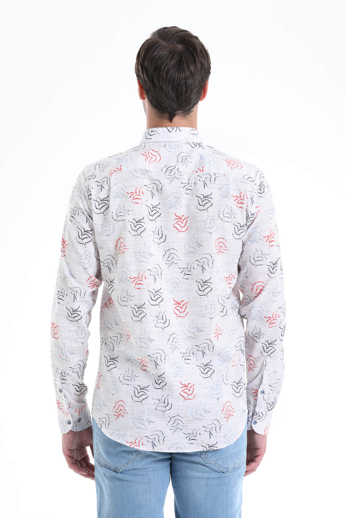 Comfort Fit Printed 100% Cotton Beige Casual Shirt - SAYKI