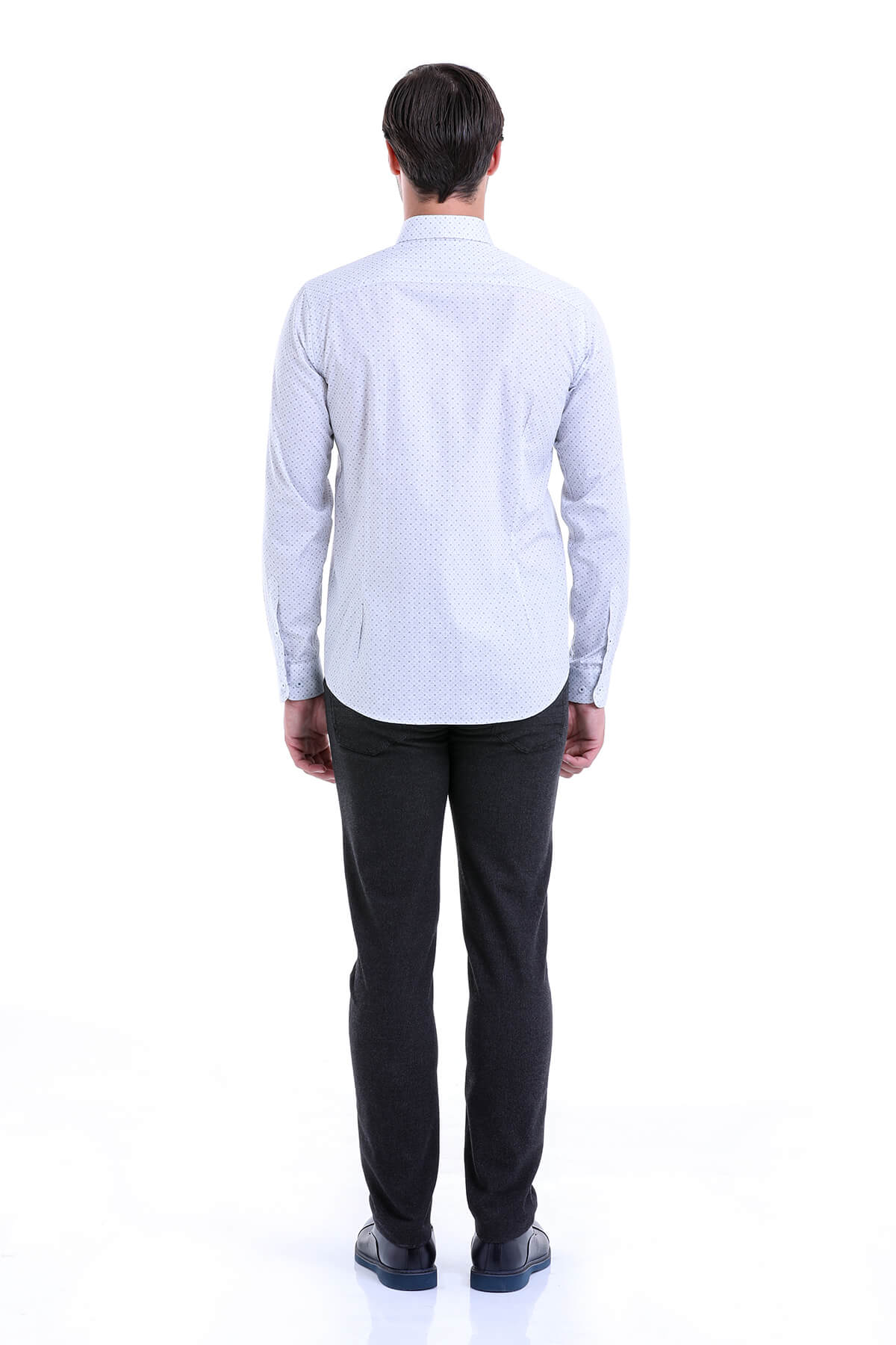 Comfort Fit Printed Cotton Gray Casual Shirt - SAYKI