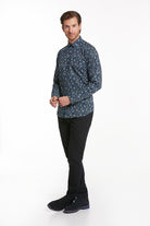 Comfort Fit Printed Cotton Navy Casual Shirt - SAYKI