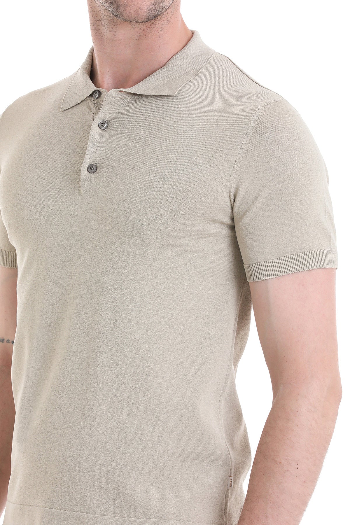 Comfort Fit Rayon Beige Polo T-Shirt - SAYKI