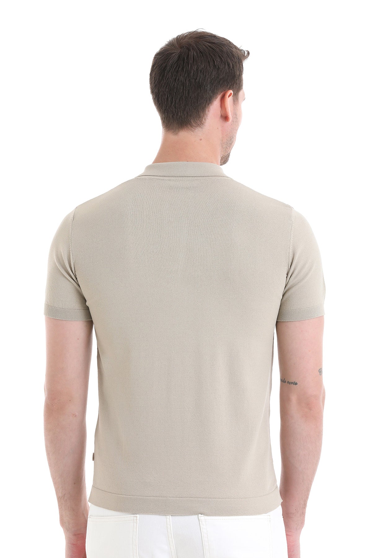 Comfort Fit Rayon Beige Polo T-Shirt - SAYKI