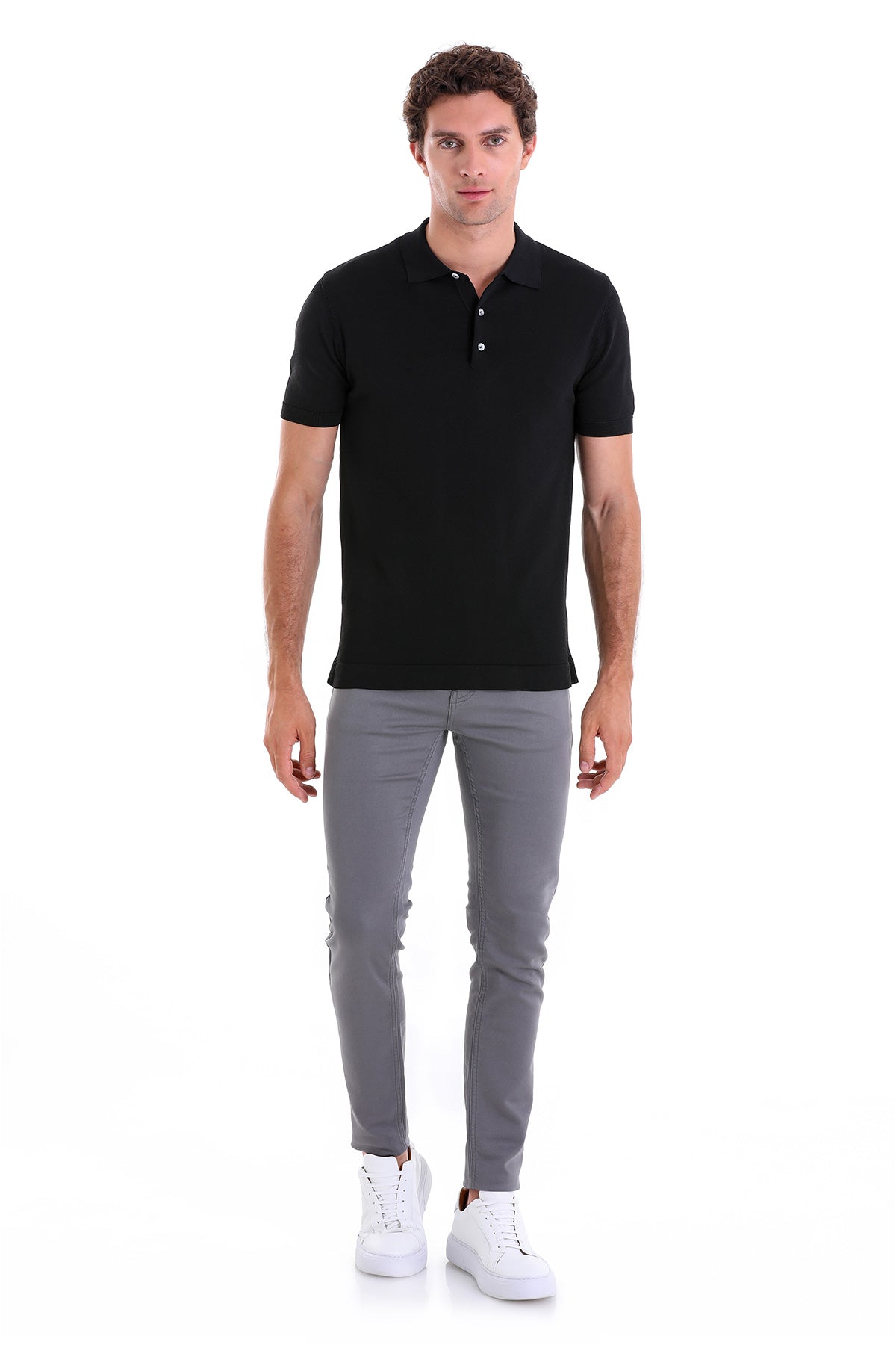 Comfort Fit Rayon Black Polo T-Shirt - SAYKI