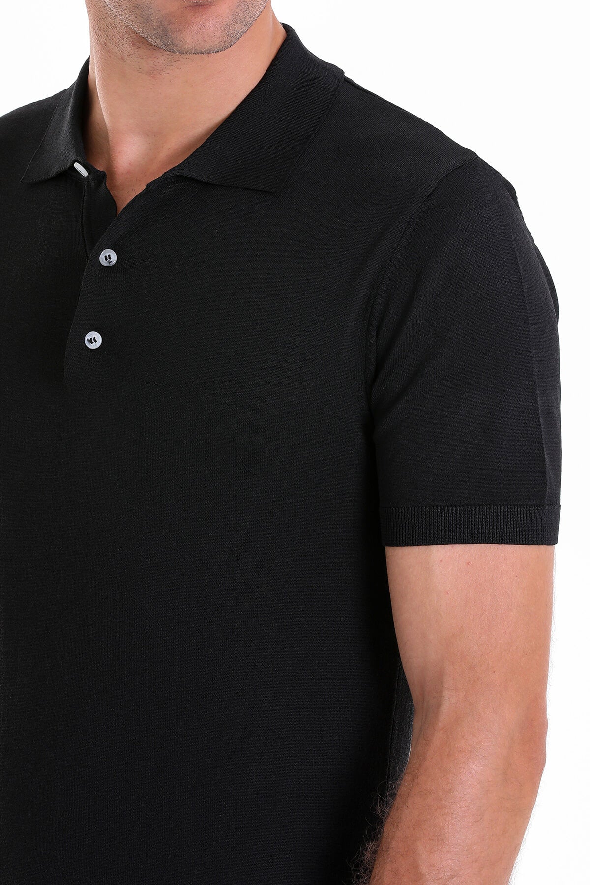 Comfort Fit Rayon Black Polo T-Shirt - SAYKI