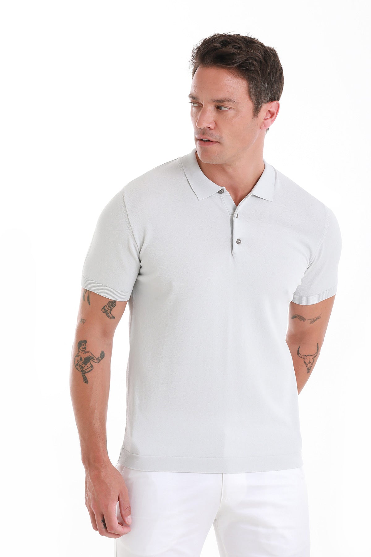 Comfort Fit Rayon Gray Polo T-Shirt - SAYKI