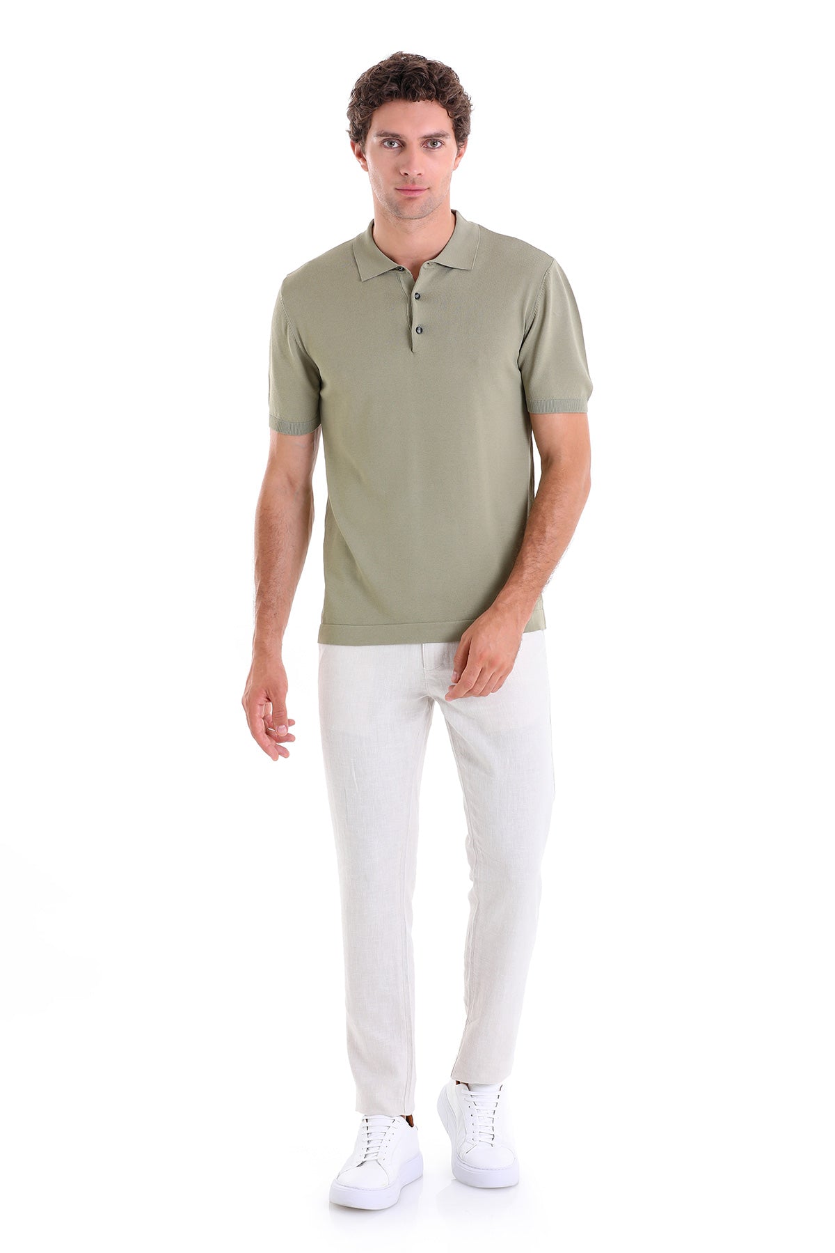 Comfort Fit Rayon Green Vetiver Polo T-Shirt - SAYKI
