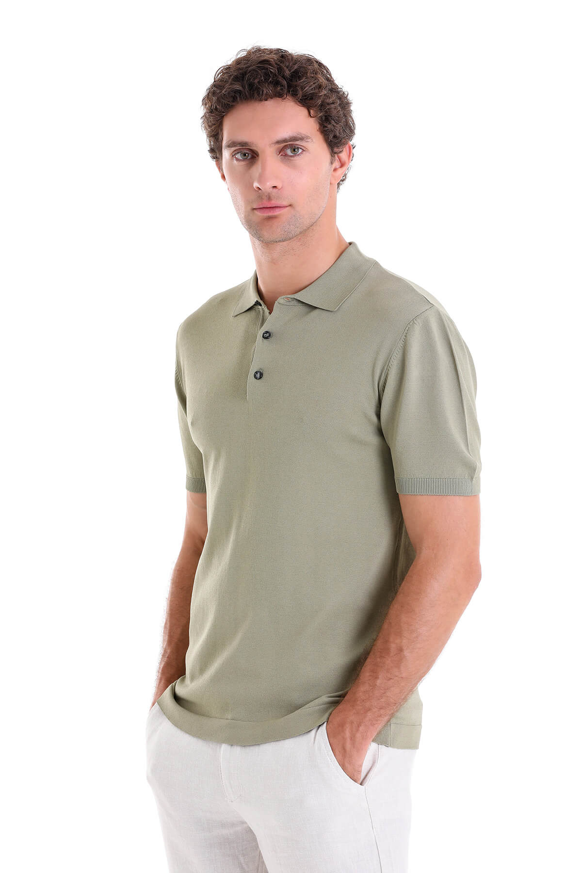 Comfort Fit Rayon Green Vetiver Polo T-Shirt - SAYKI