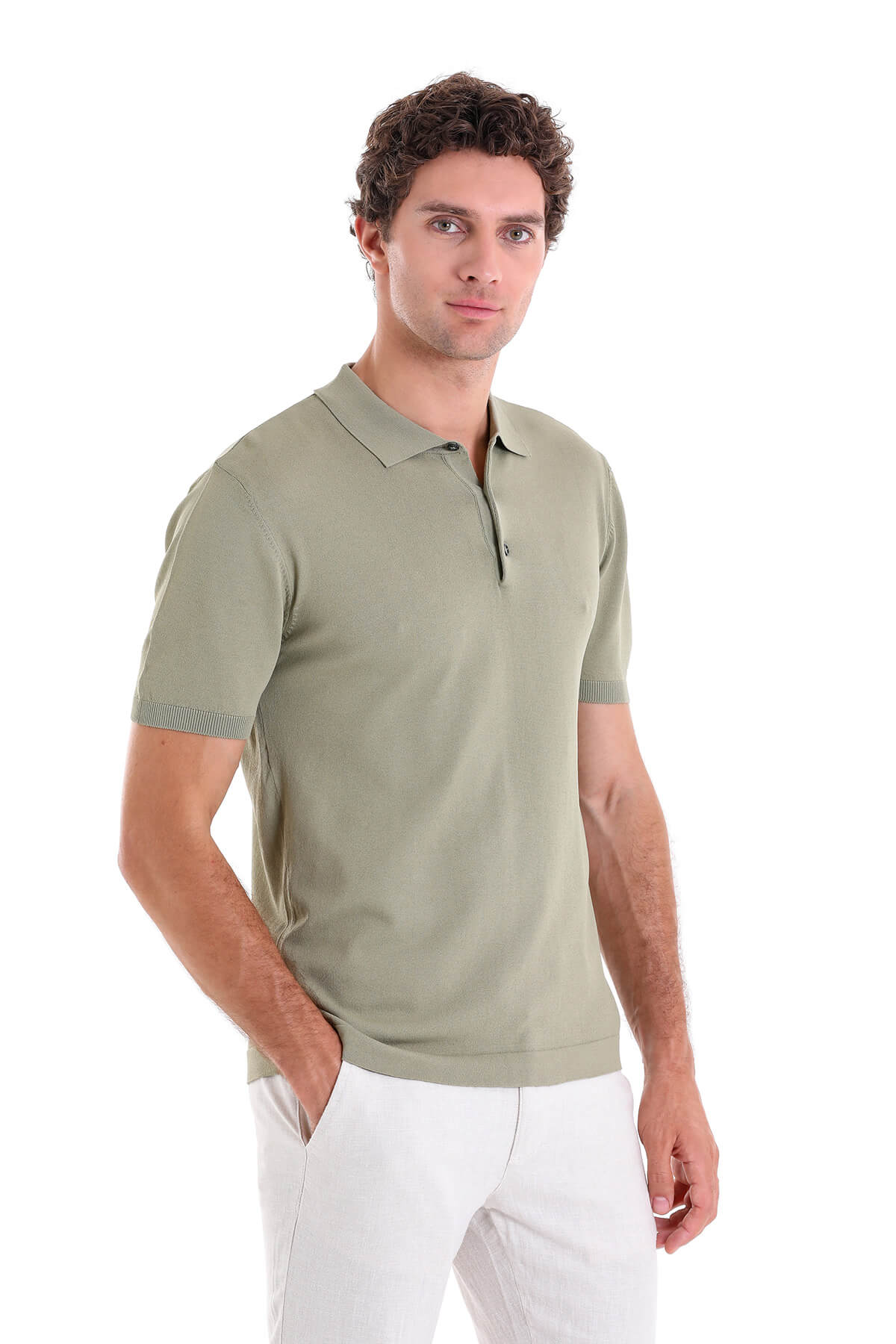 Comfort Fit Rayon Green Vetiver Polo T-Shirt - SAYKI