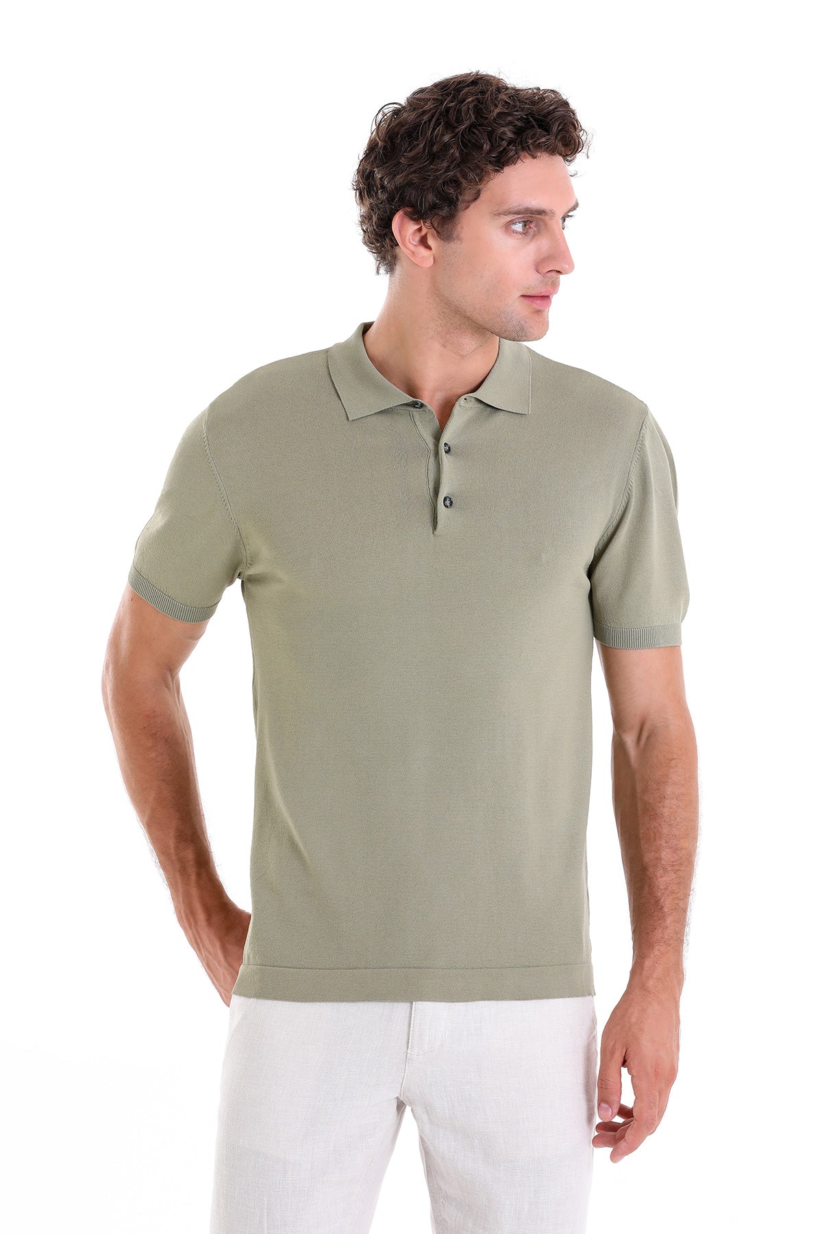 Comfort Fit Rayon Green Vetiver Polo T-Shirt - SAYKI