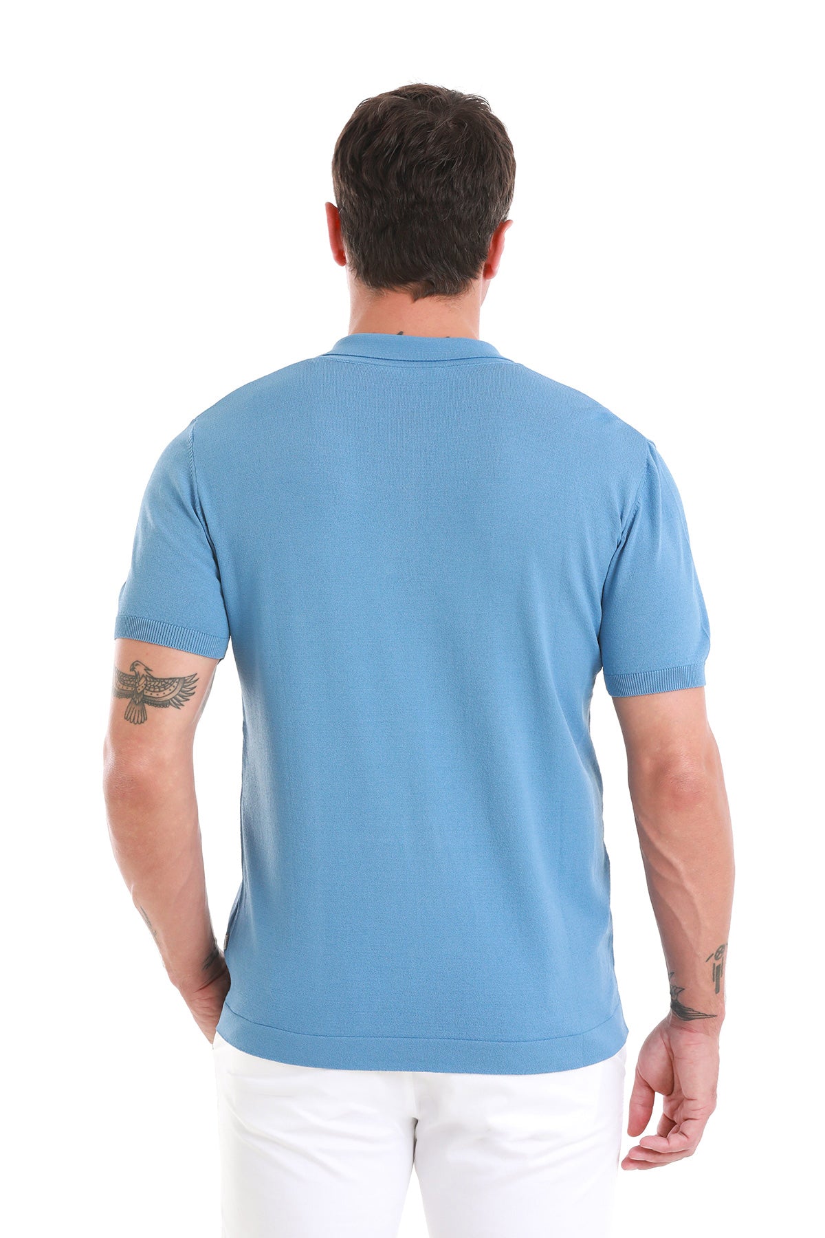 Comfort Fit Rayon Indigo Polo T-Shirt - SAYKI