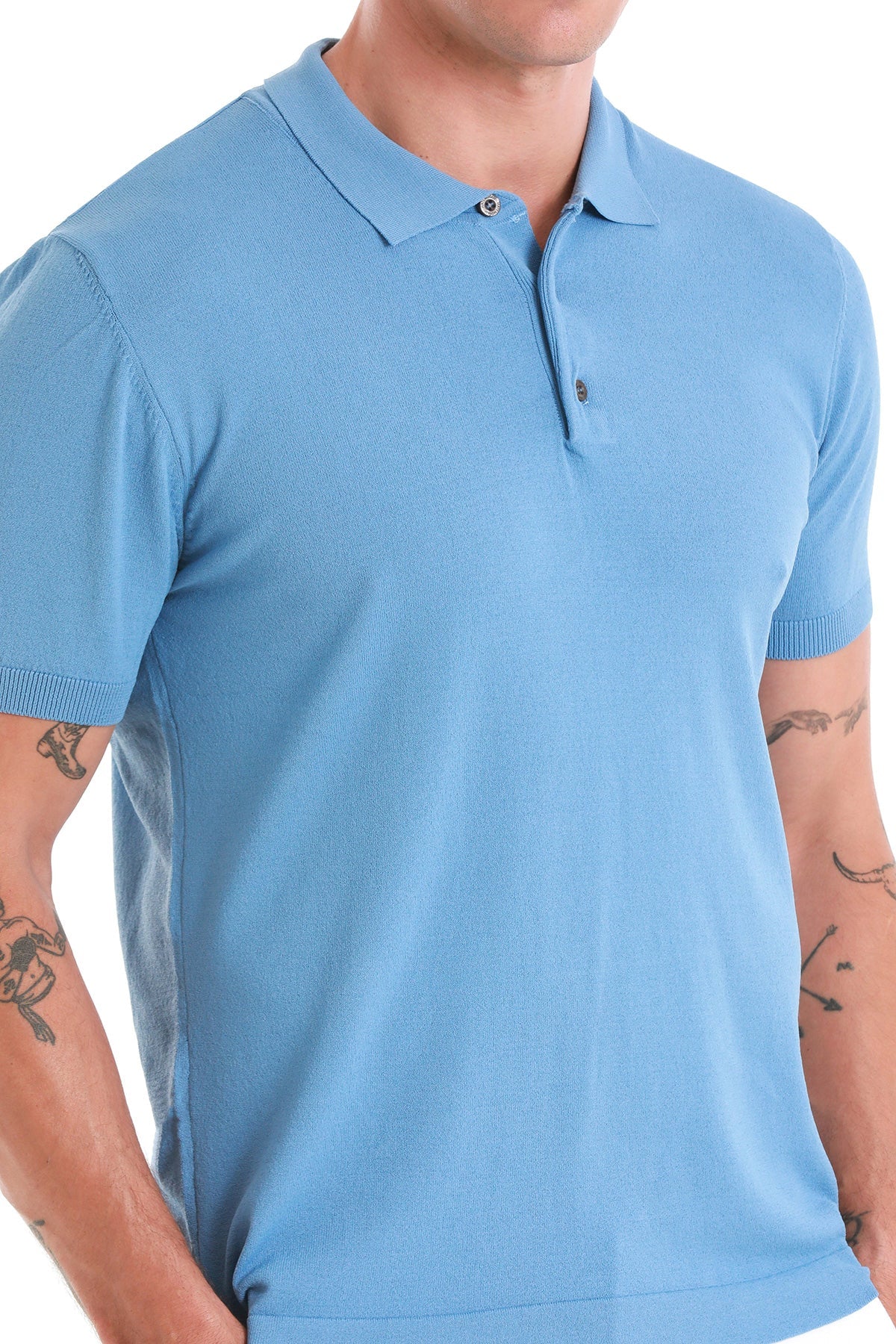 Comfort Fit Rayon Indigo Polo T-Shirt - SAYKI