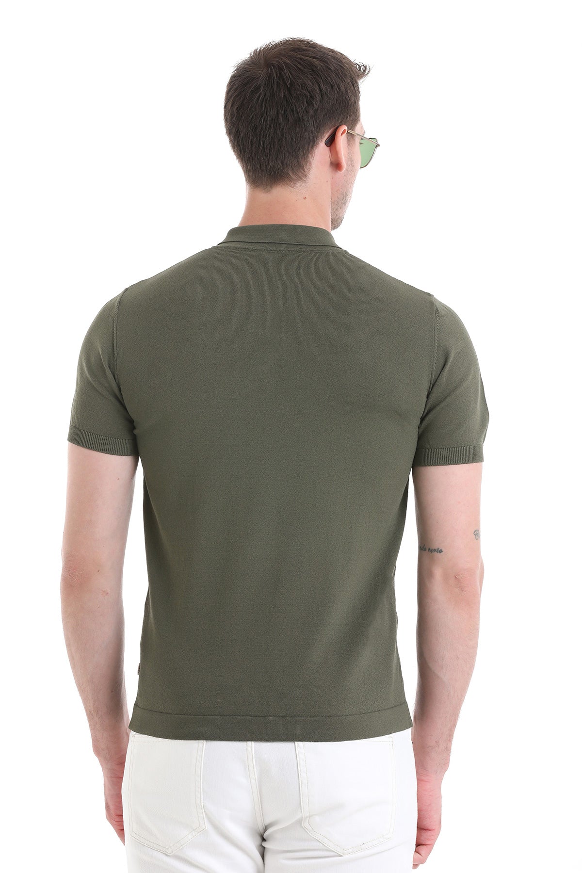 Comfort Fit Rayon Khaki Polo T-Shirt - SAYKI