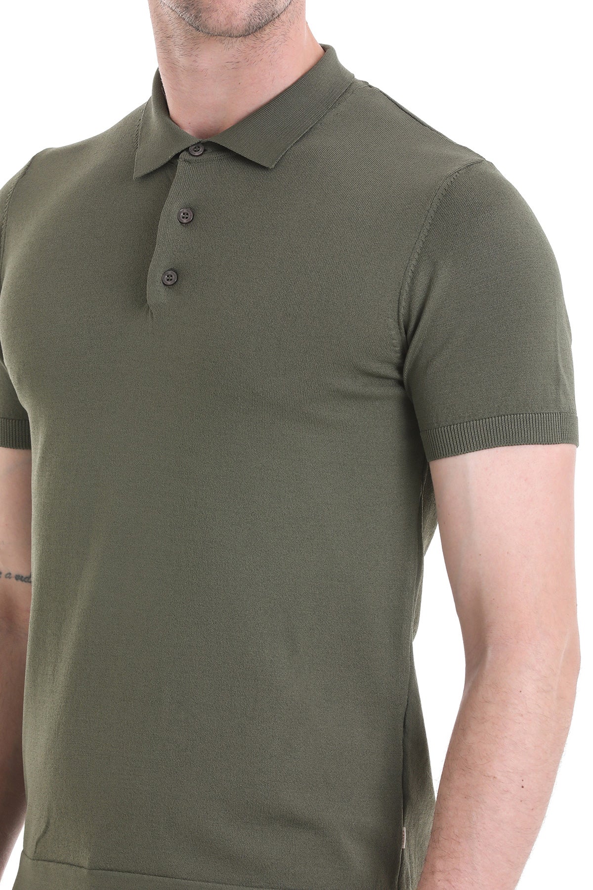 Comfort Fit Rayon Khaki Polo T-Shirt - SAYKI
