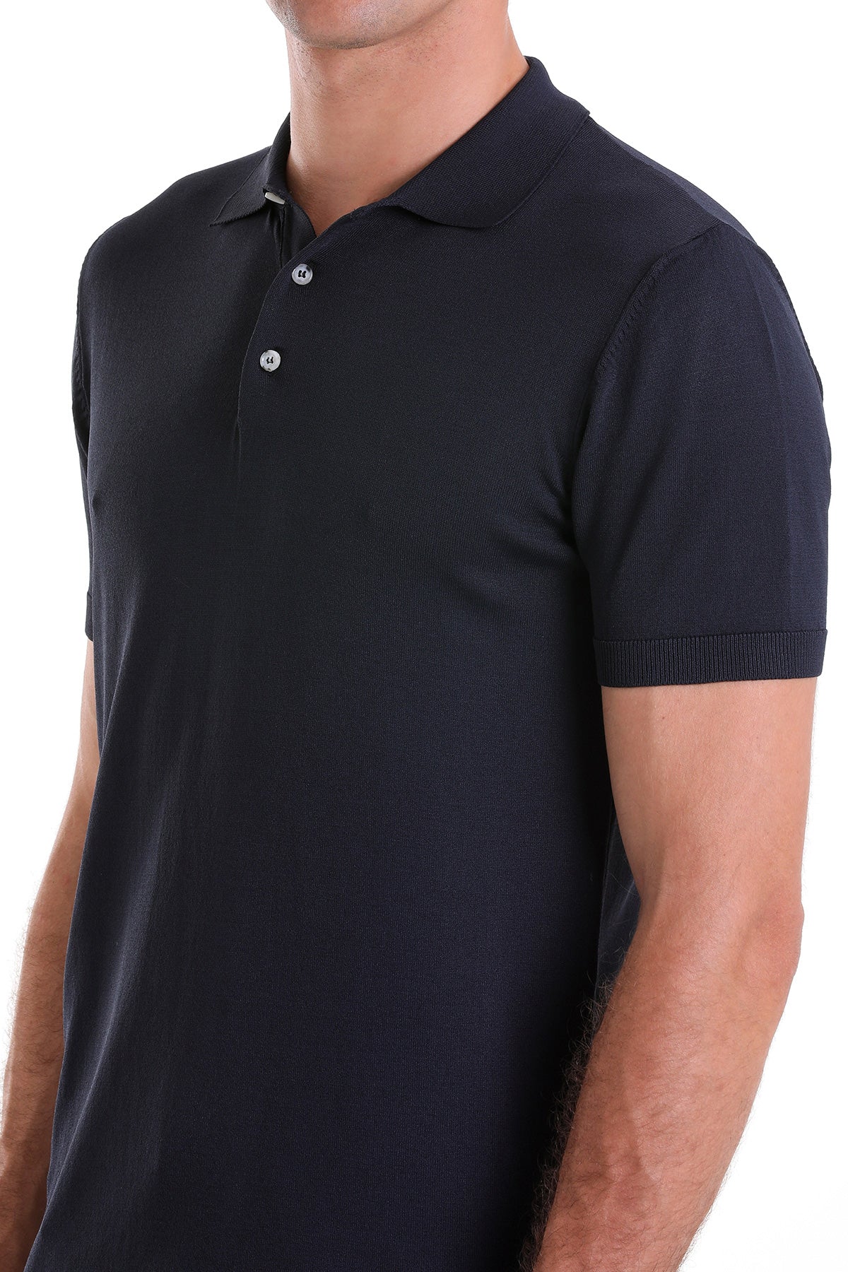 Comfort Fit Rayon Navy Polo T-Shirt - SAYKI
