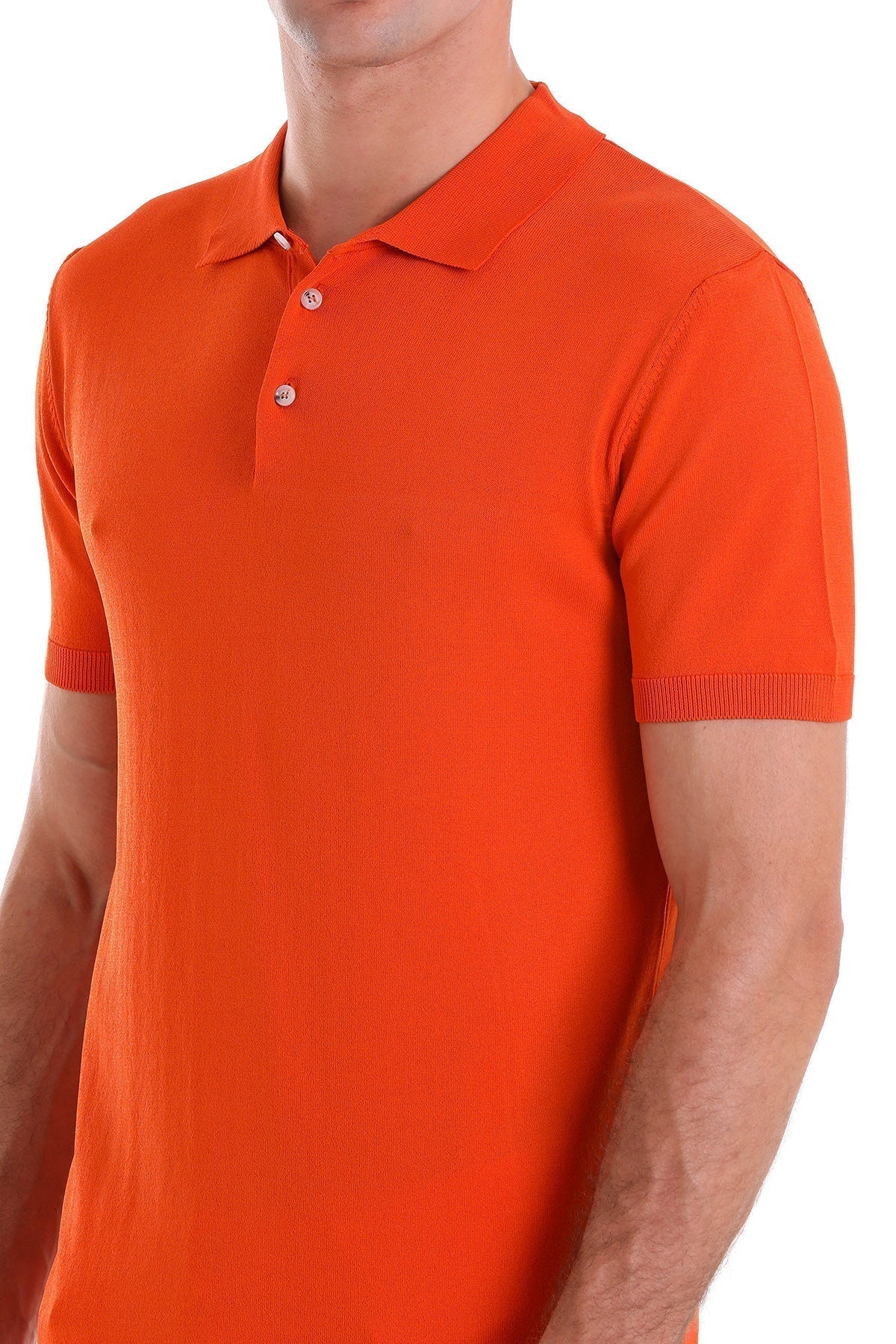 Comfort Fit Rayon Orange Polo T-Shirt - SAYKI