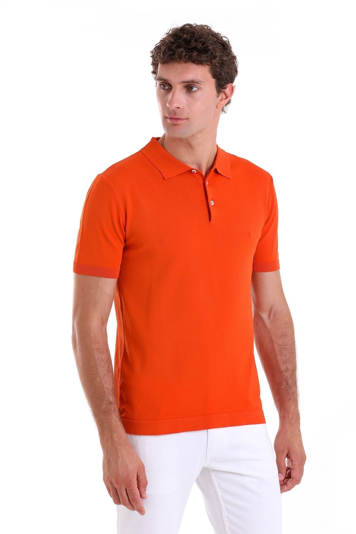 Comfort Fit Rayon Orange Polo T-Shirt - SAYKI