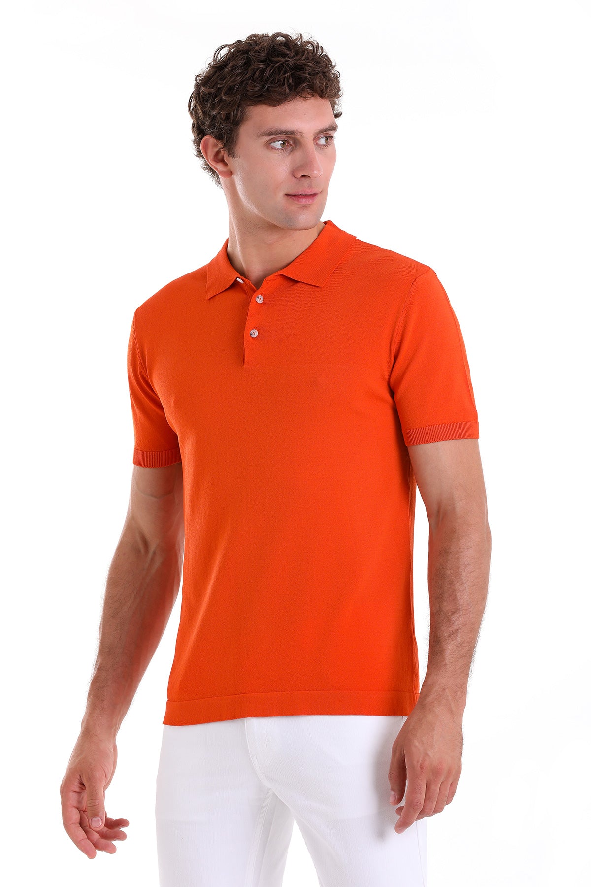 Comfort Fit Rayon Orange Polo T-Shirt - SAYKI