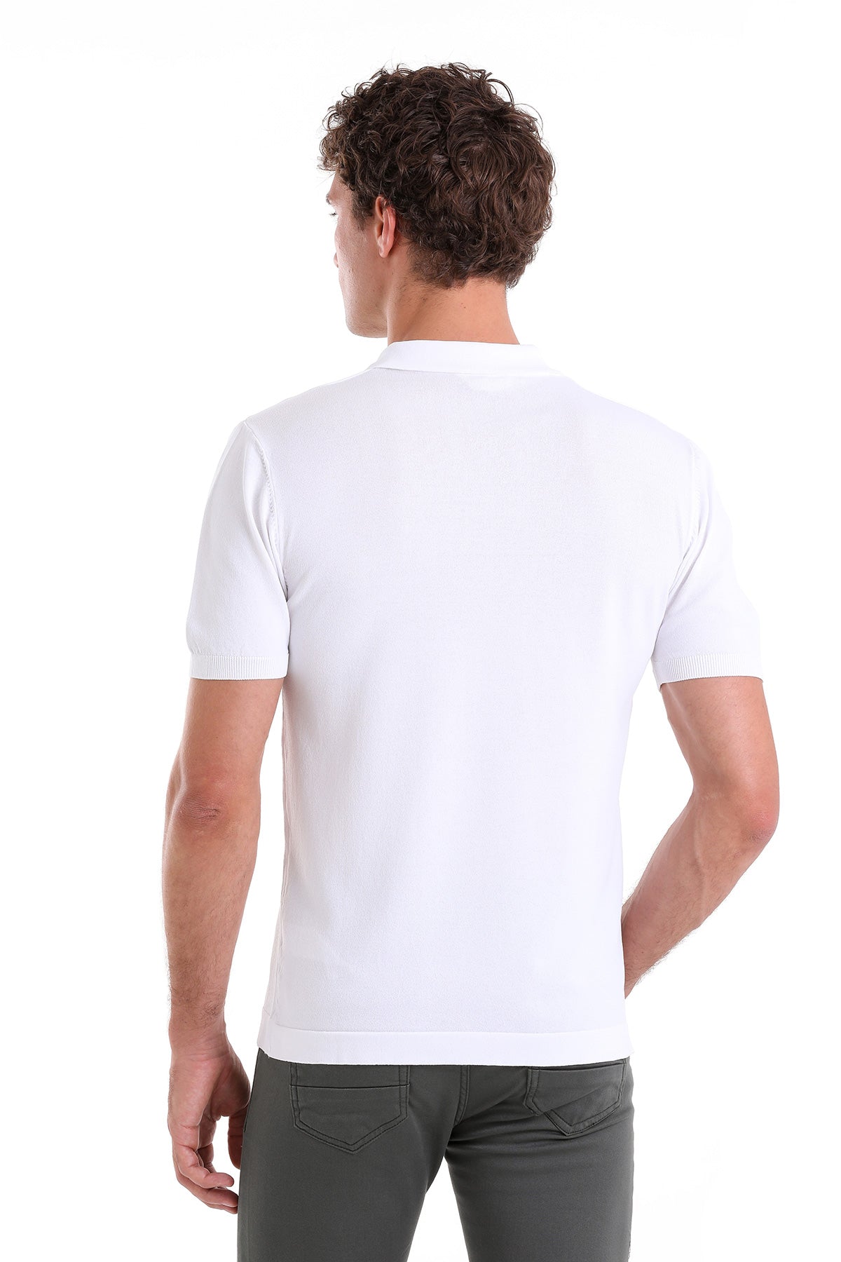 Comfort Fit Rayon White Polo T-Shirt - SAYKI