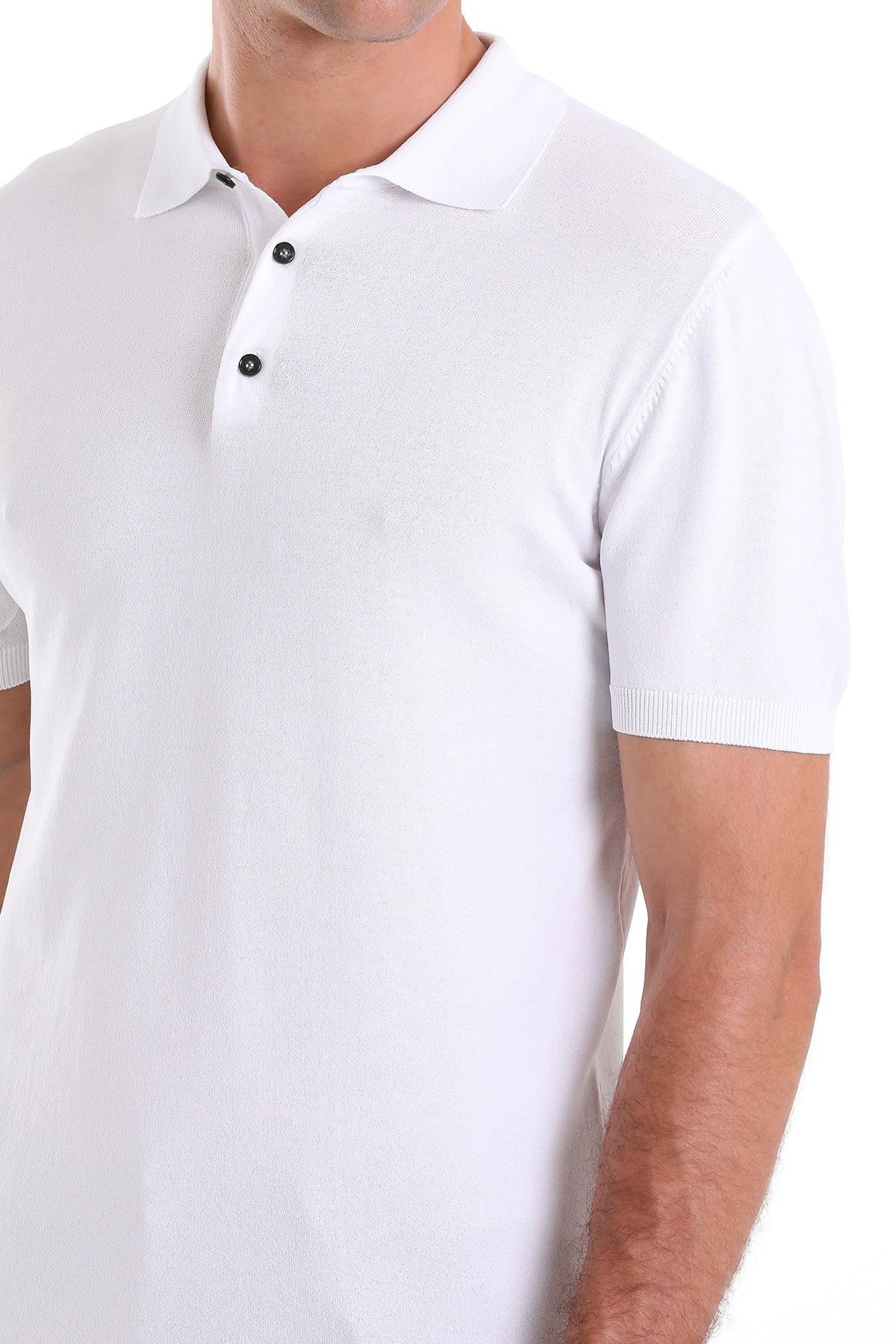 Comfort Fit Rayon White Polo T-Shirt - SAYKI