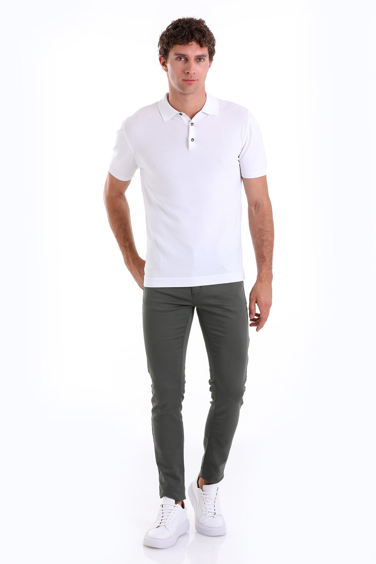 Comfort Fit Rayon White Polo T-Shirt - SAYKI