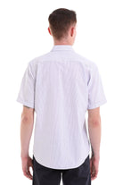 Comfort Fit Striped Cotton Blend Lilac Dress Shirt - SAYKI