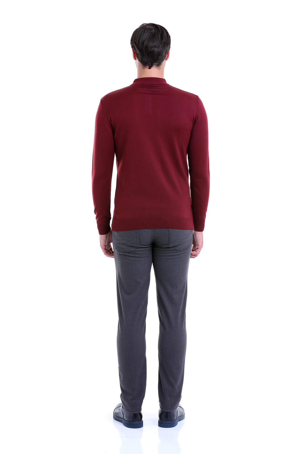 Comfort Fit Wool Blend Brick Polo Sweater - SAYKI