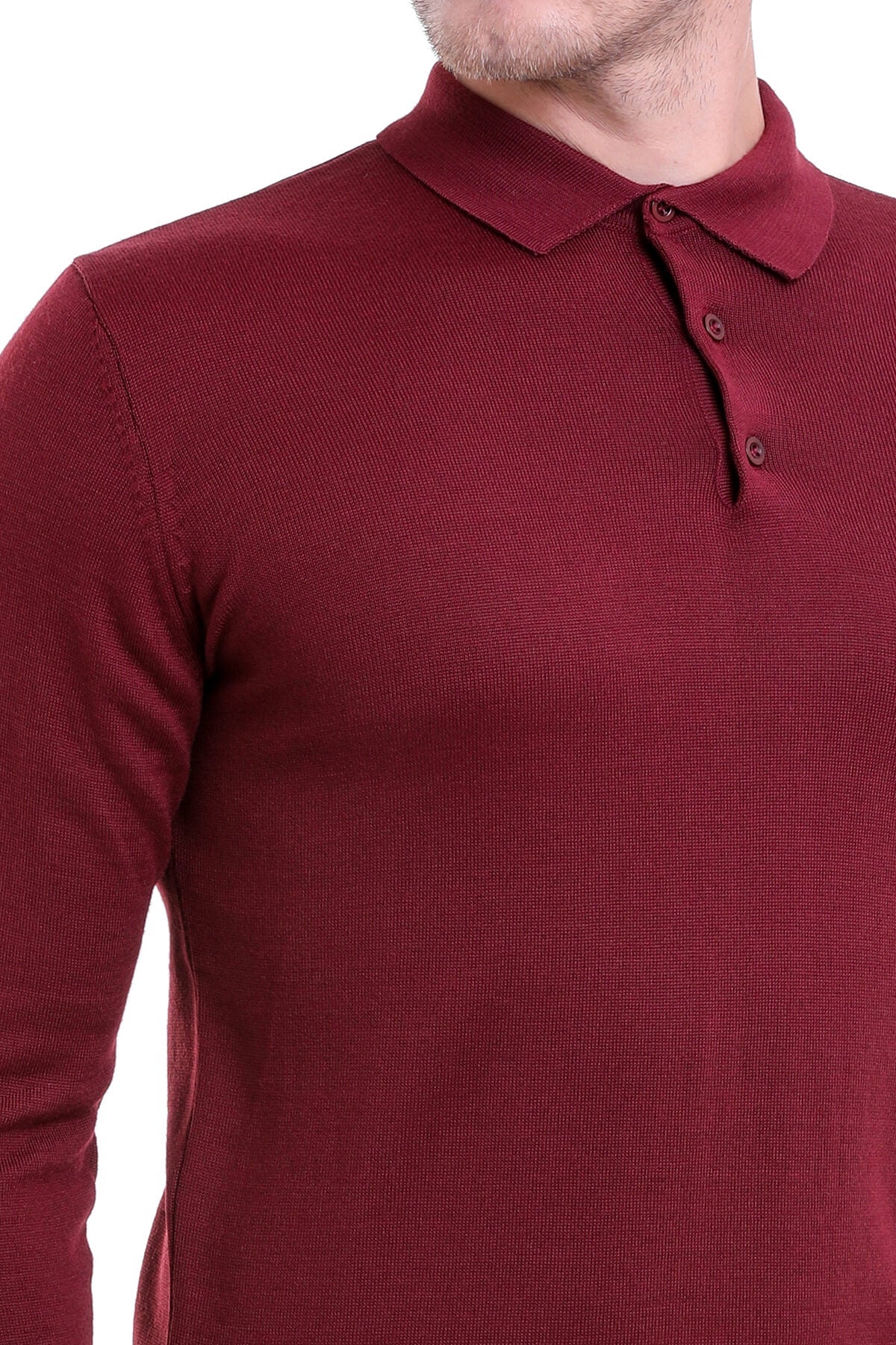 Comfort Fit Wool Blend Brick Polo Sweater - SAYKI