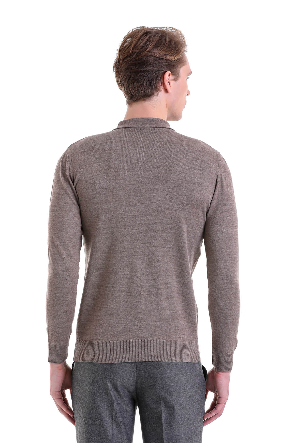 Comfort Fit Wool Blend Mink Polo Sweater - SAYKI