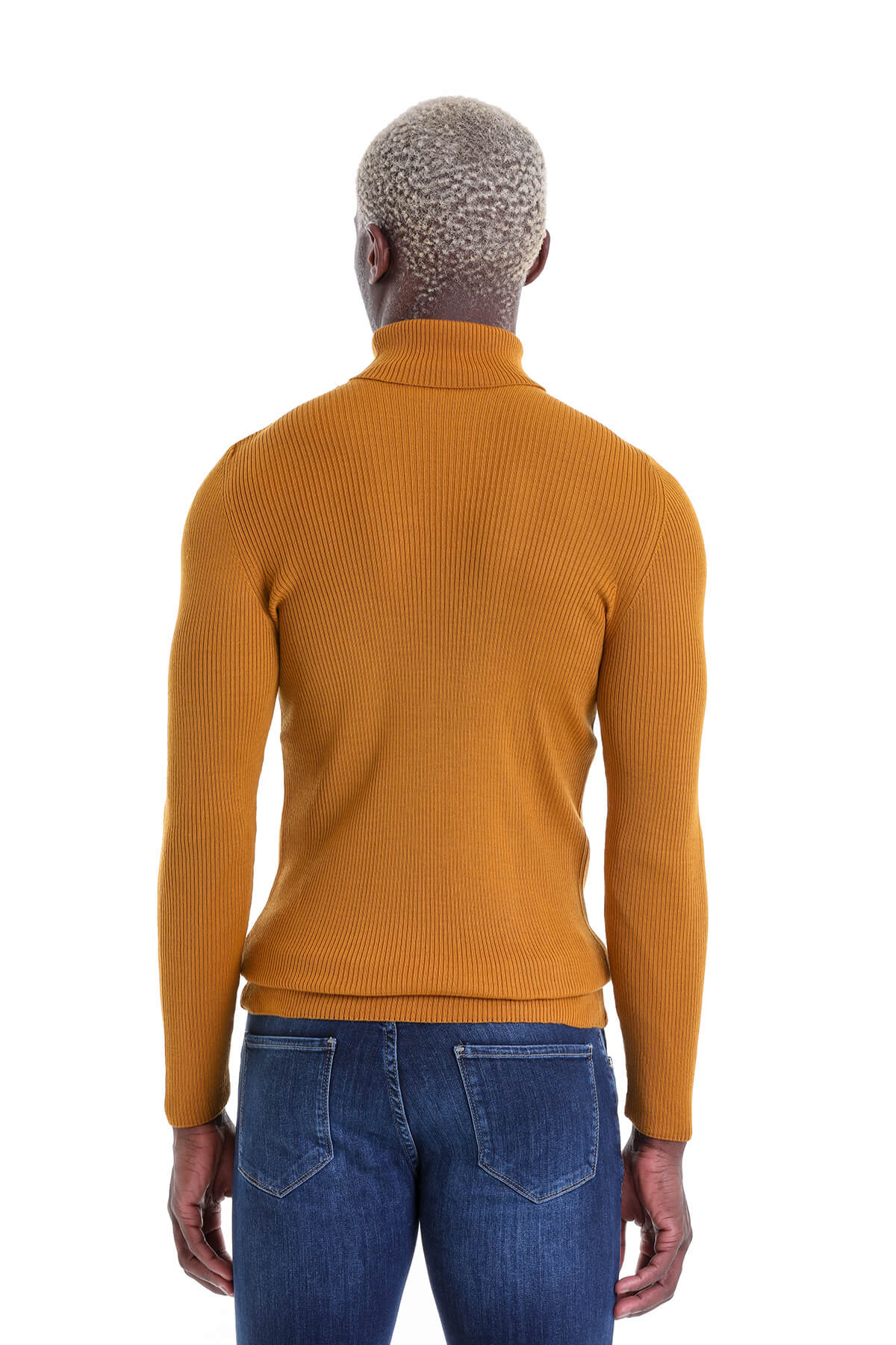 Comfort Fit Wool Blend Saffron Turtleneck Sweater - SAYKI