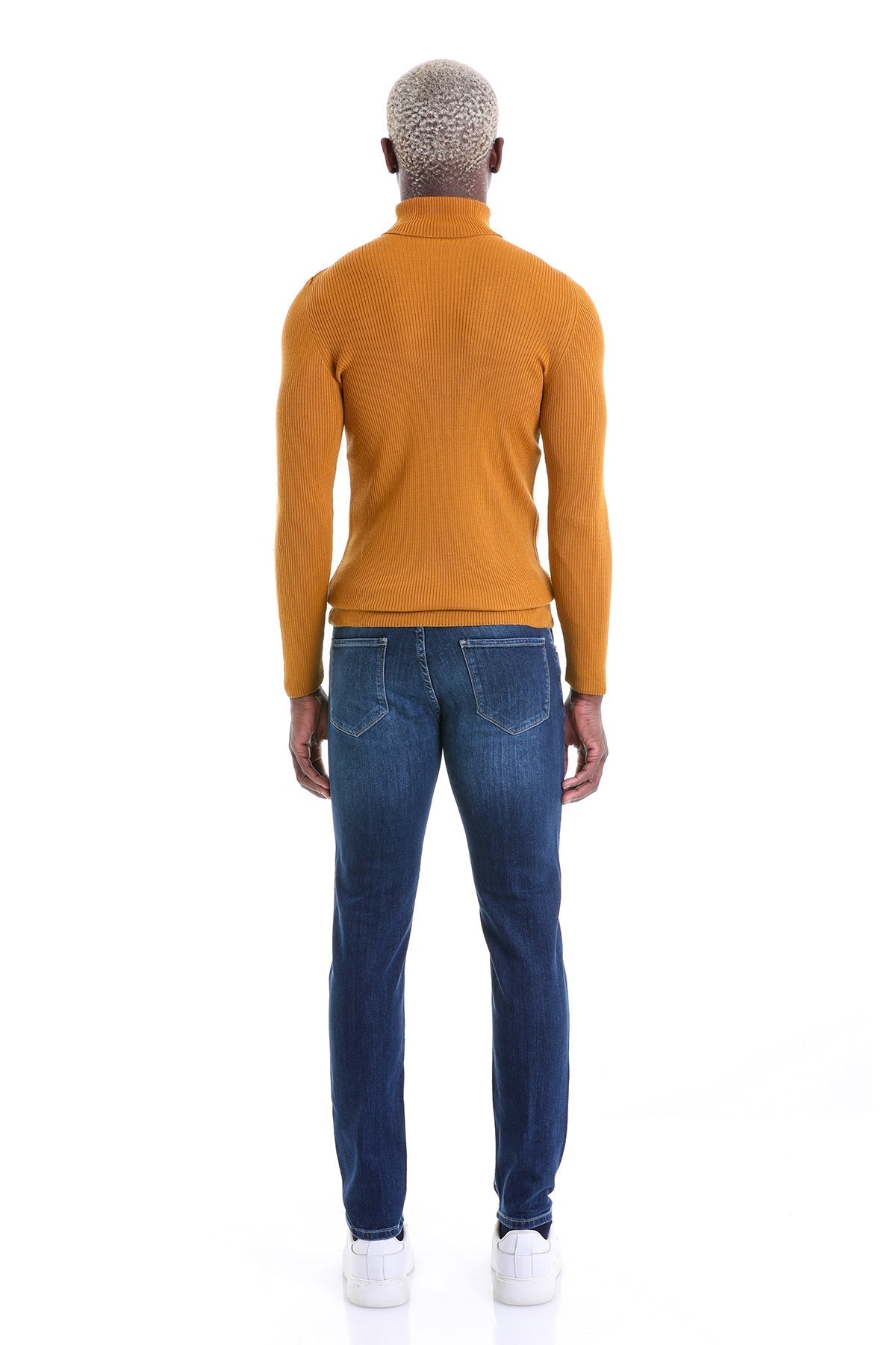 Comfort Fit Wool Blend Saffron Turtleneck Sweater - SAYKI