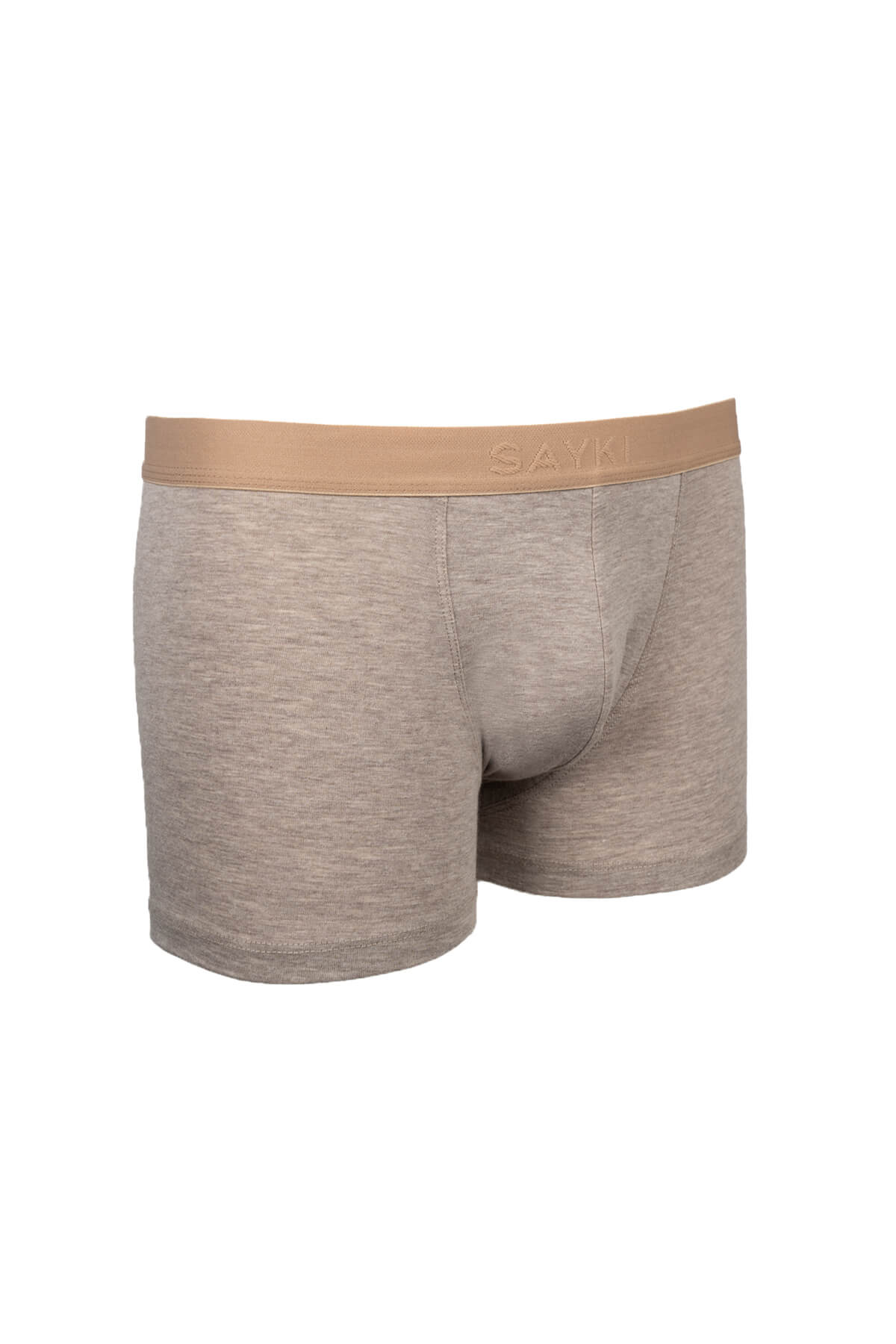 Cotton Blend Dark Beige Jersey Boxer - SAYKI