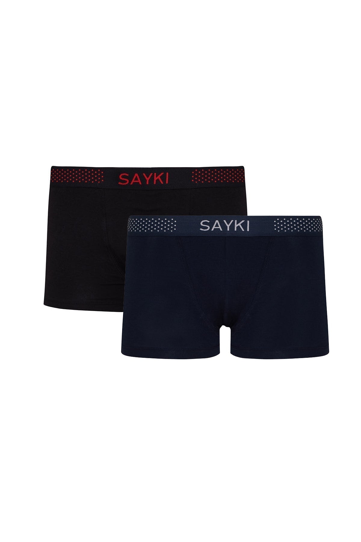Dot Patterned Navy - Black Modal Jersey Boxer - SAYKI