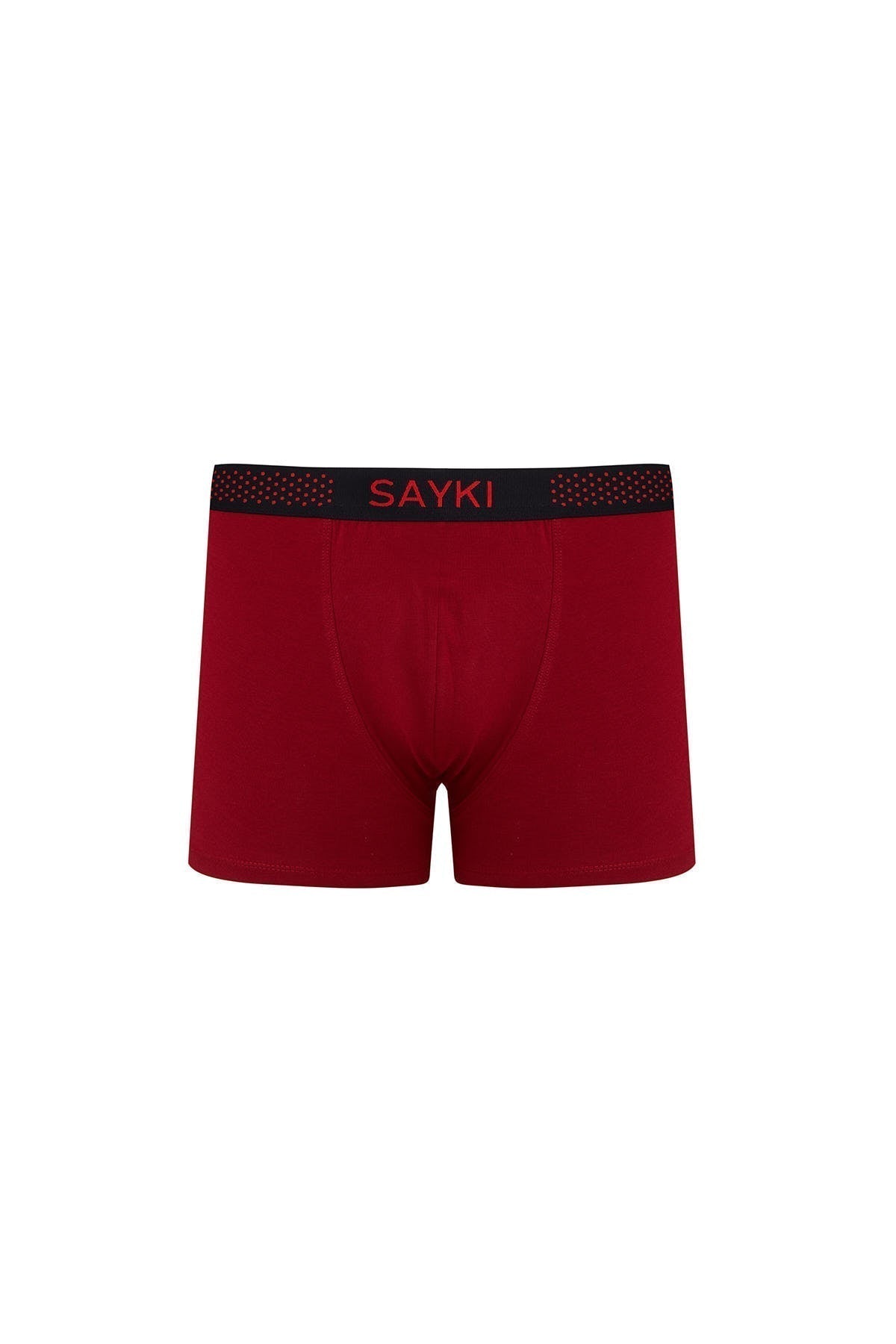 Dot Patterned Red - Black Modal Jersey Boxer - SAYKI