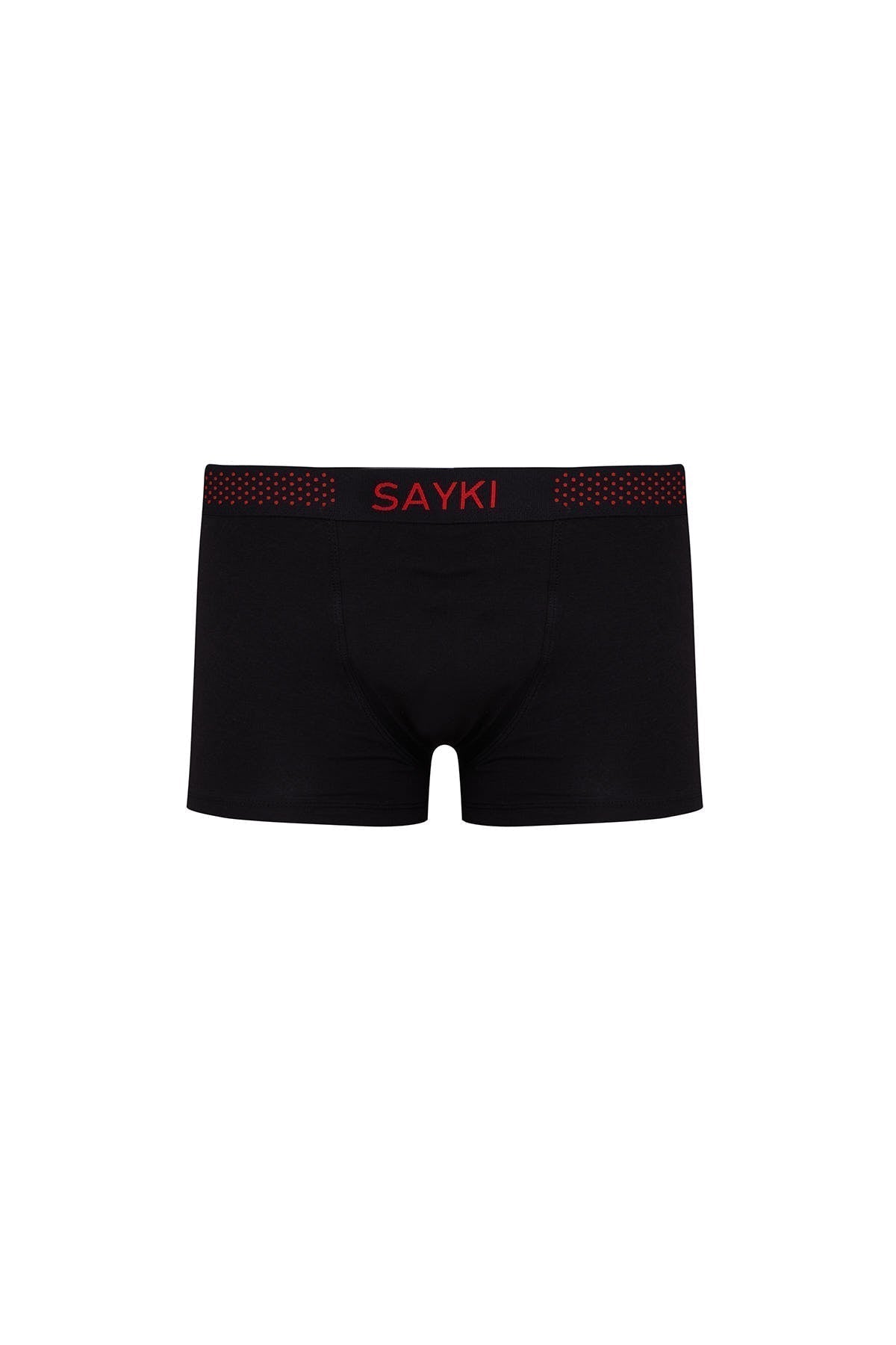 Dot Patterned Red - Black Modal Jersey Boxer - SAYKI