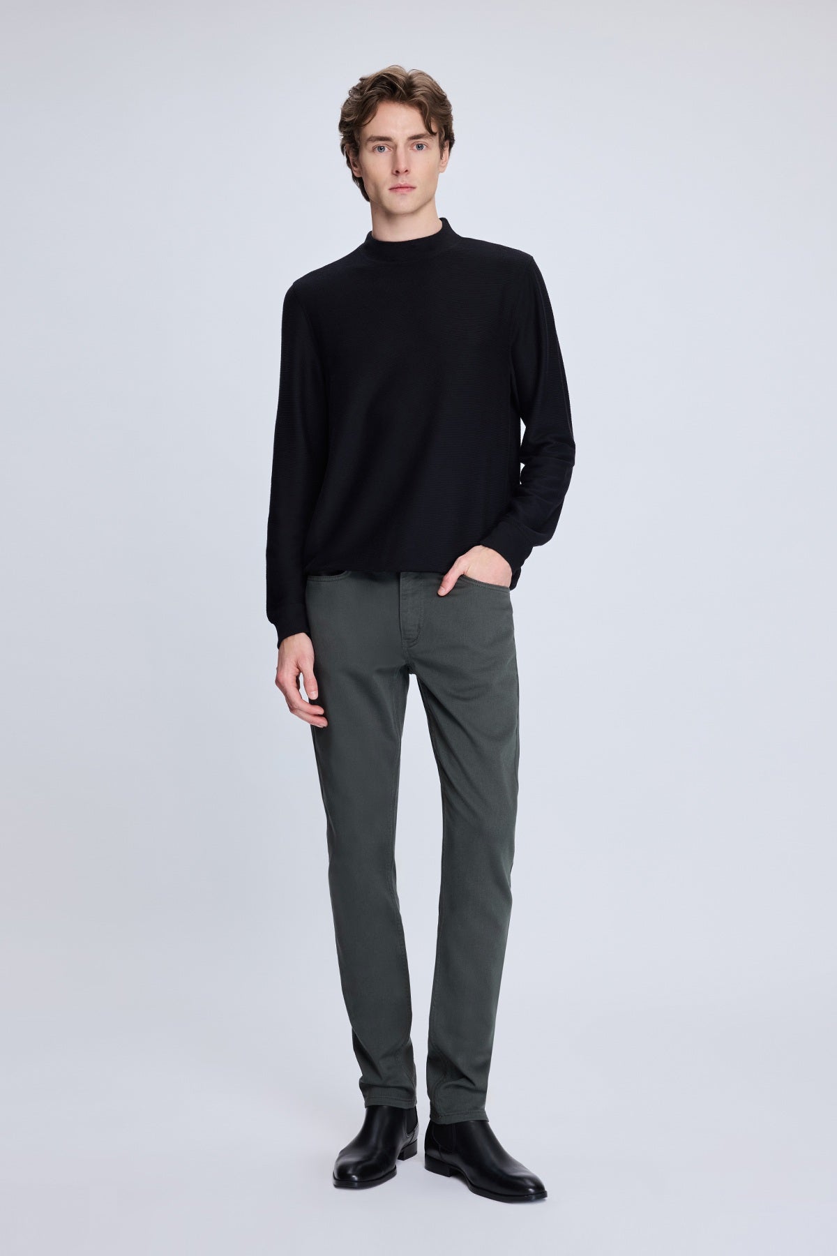 Dynamic Fit 5 Pocket Khaki Forest Night Cotton Blend Casual