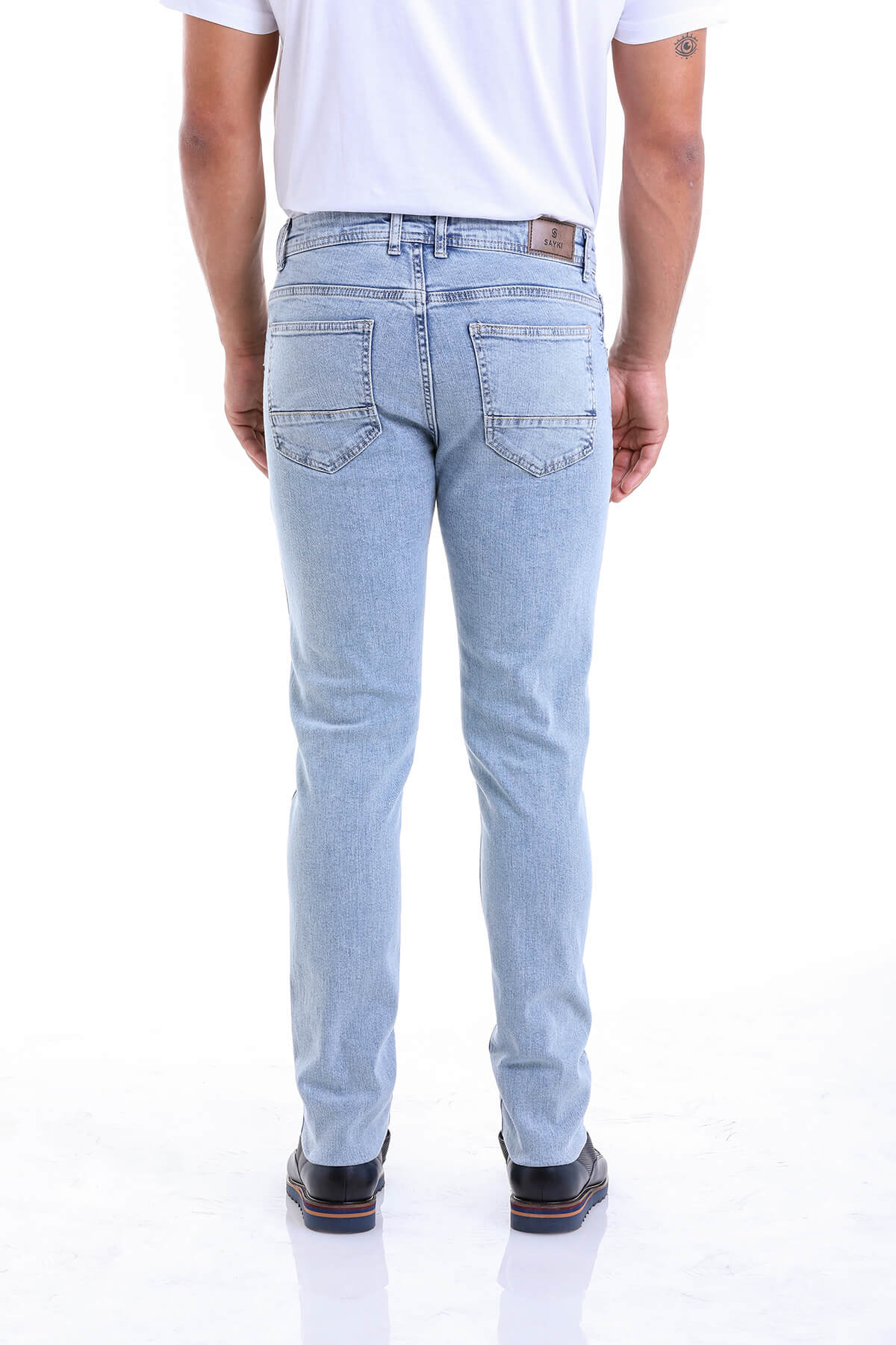 Dynamic Fit 5 Pocket Low Waist Cotton Ice Blue Denim - SAYKI