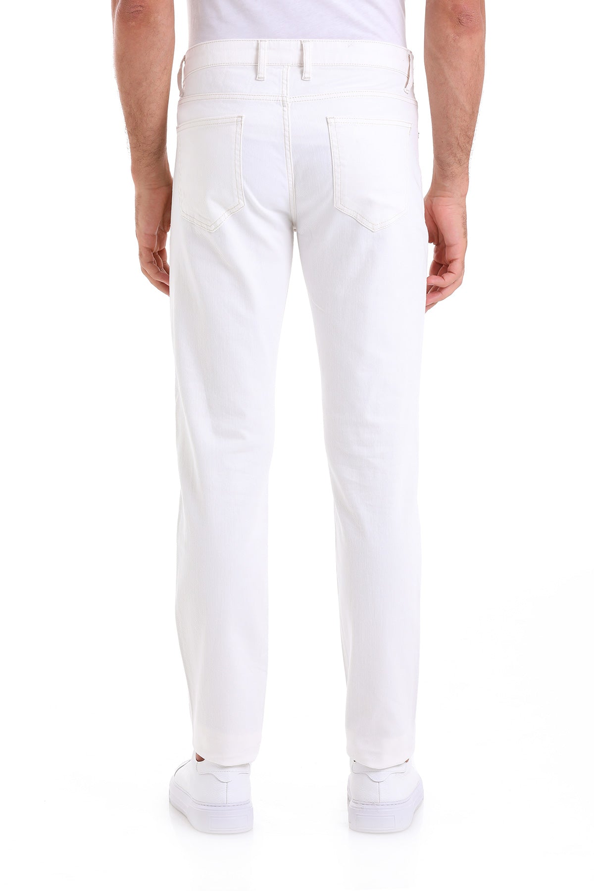 Dynamic Fit 5 Pocket Low Waist Cotton White Denim - SAYKI