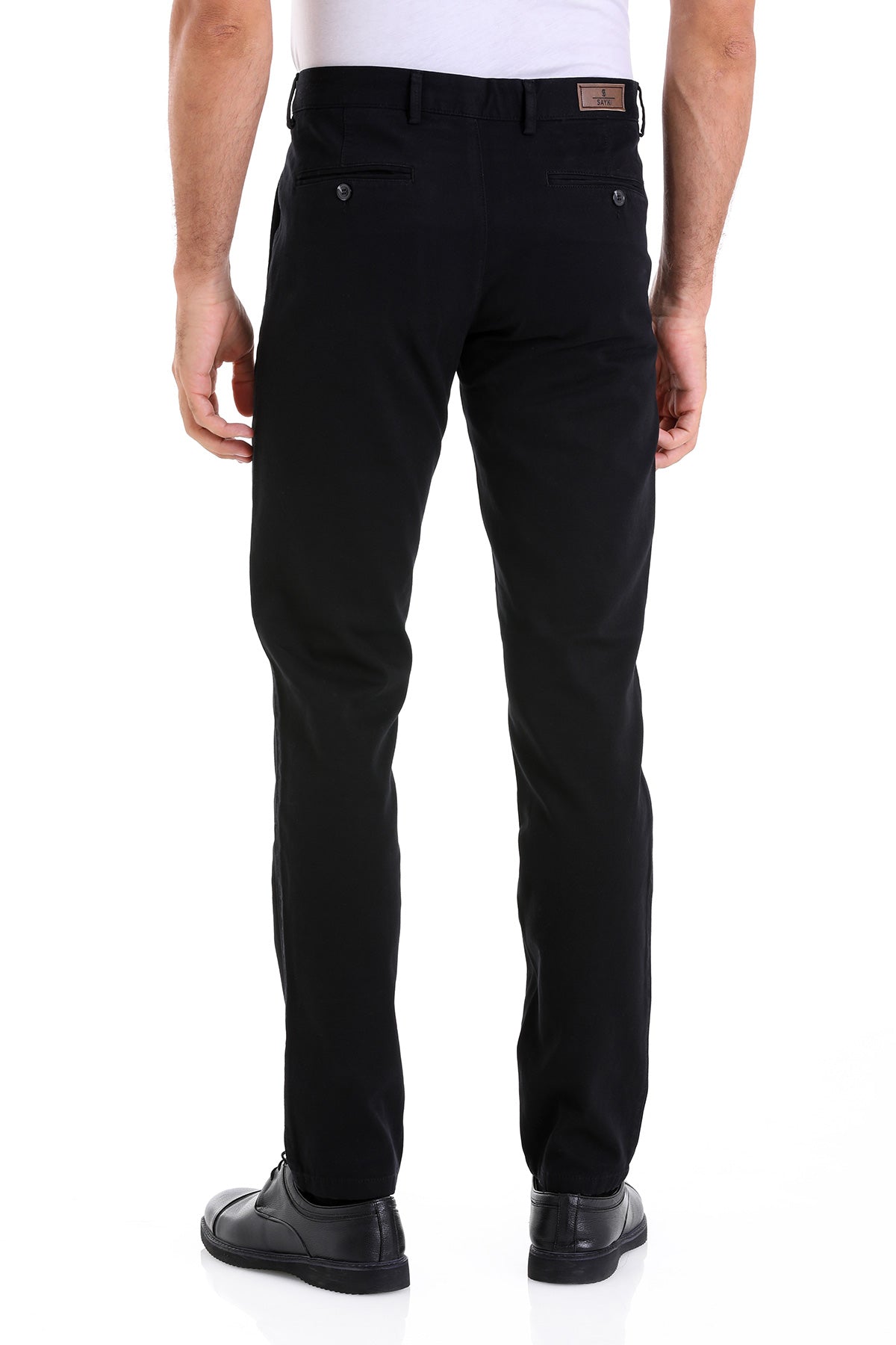 Dynamic Fit High Waist Cotton Black Casual Pants - SAYKI