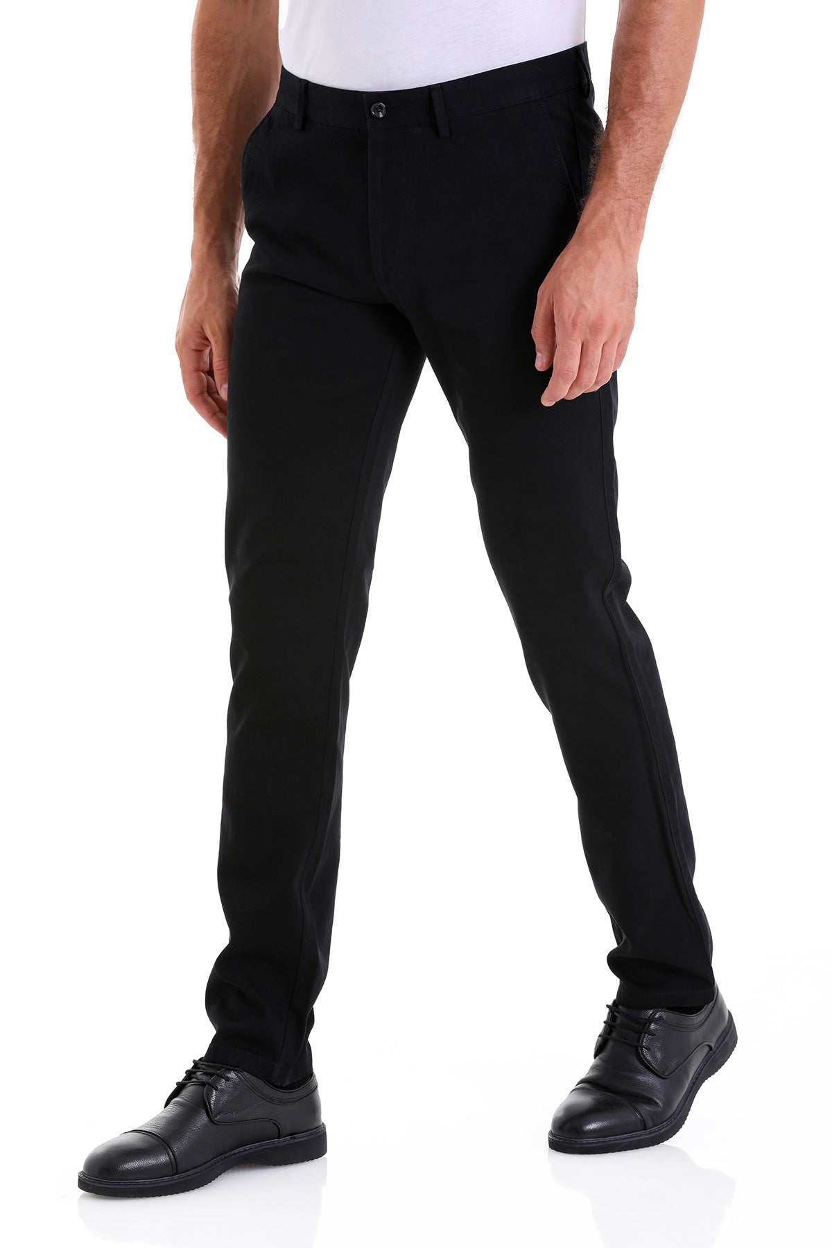 Dynamic Fit High Waist Cotton Black Casual Pants - SAYKI