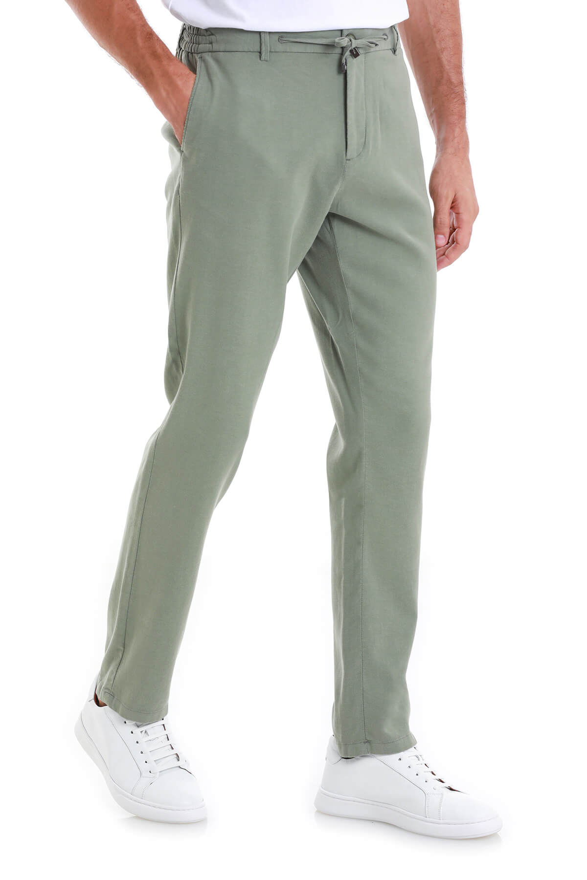 Dynamic Fit High-Waist Cotton Blend Green Jogger Pants