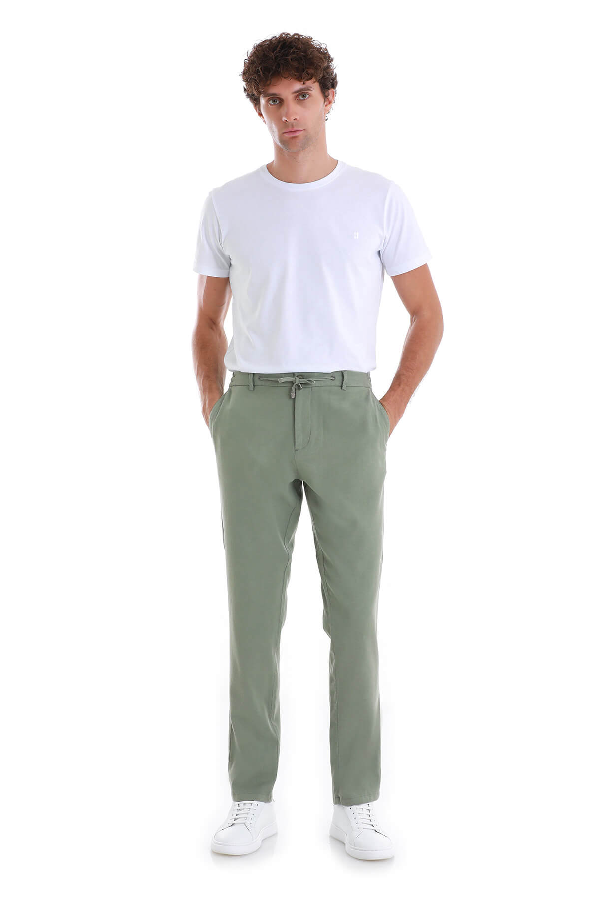 Dynamic Fit High-Waist Cotton Blend Green Jogger Pants