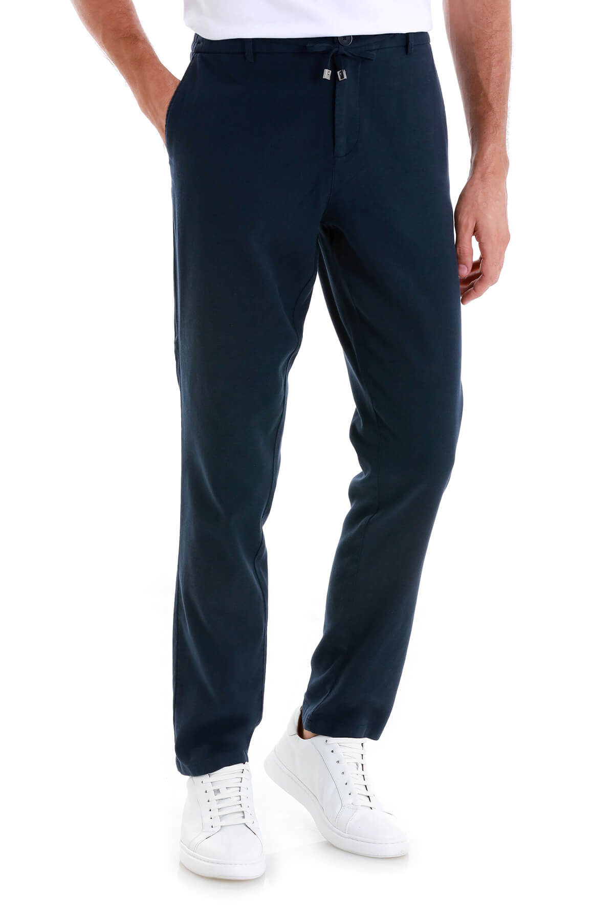 Dynamic Fit High-Waist Cotton Blend Navy Jogger Pants