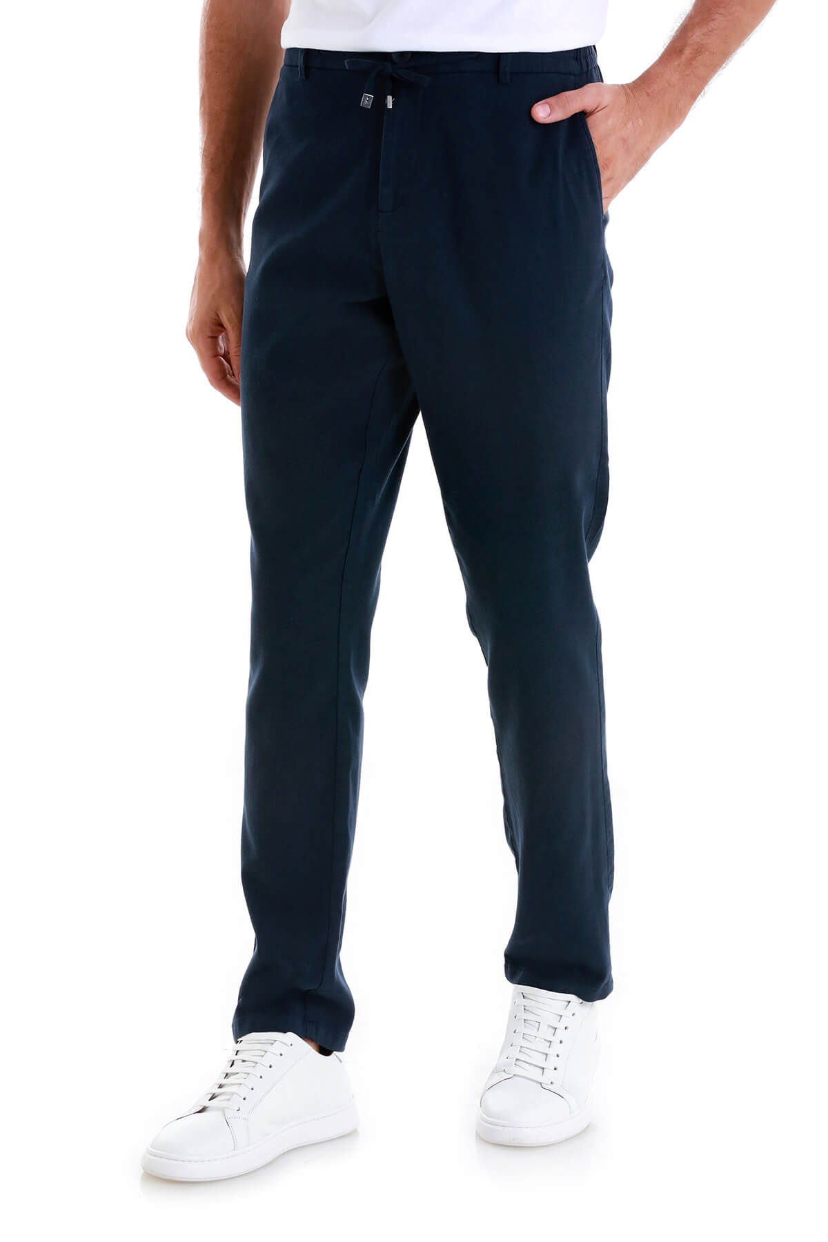 Dynamic Fit High-Waist Cotton Blend Navy Jogger Pants