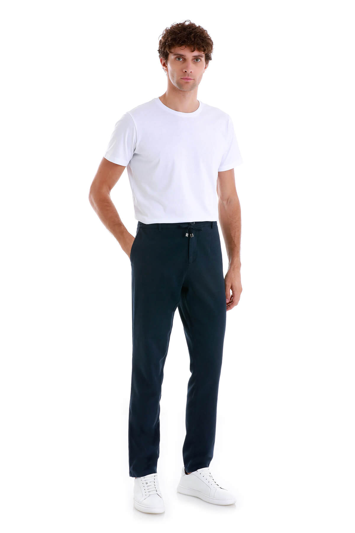Dynamic Fit High-Waist Cotton Blend Navy Jogger Pants