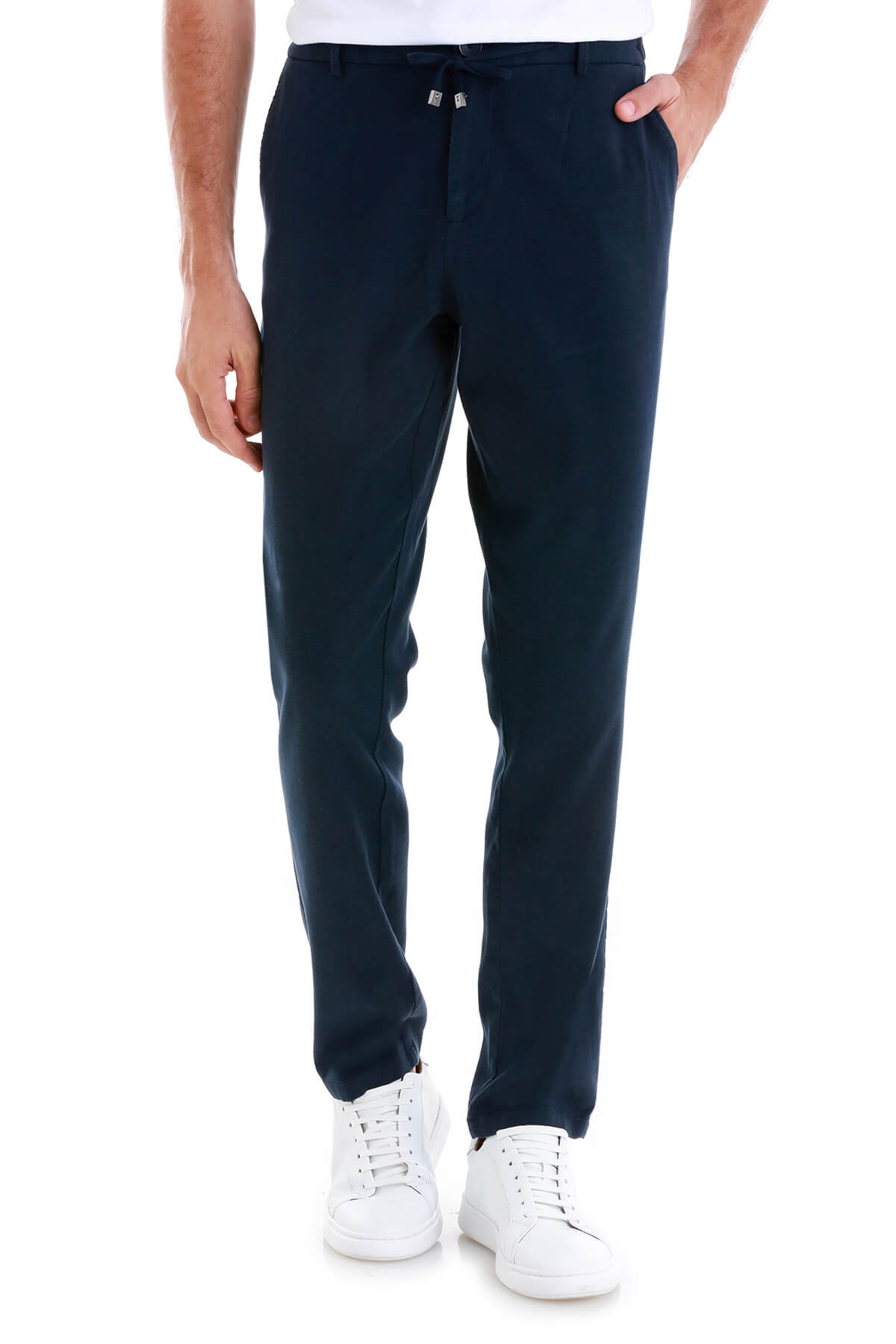 Dynamic Fit High-Waist Cotton Blend Navy Jogger Pants