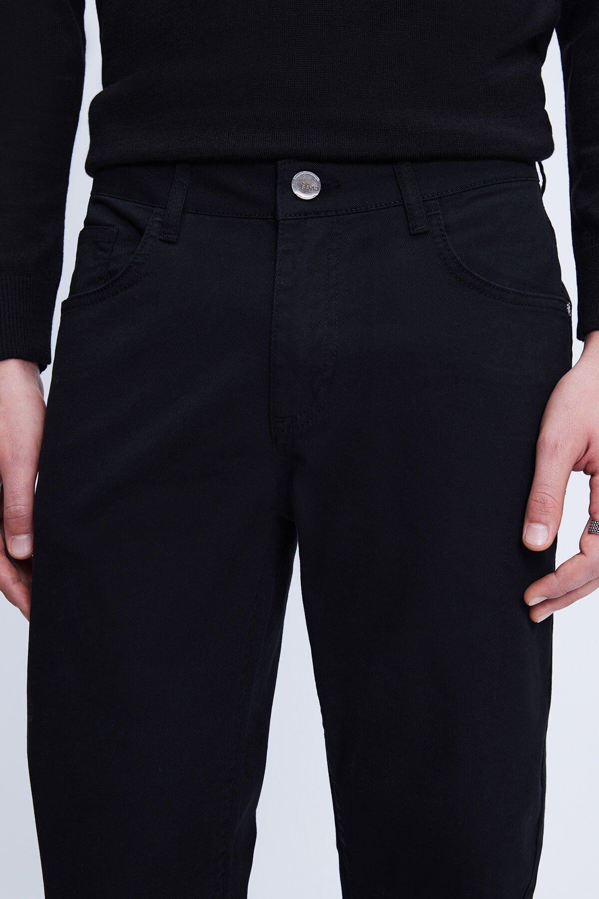 Dynamic Fit Low Waist Cotton Blend Black Casual Pants